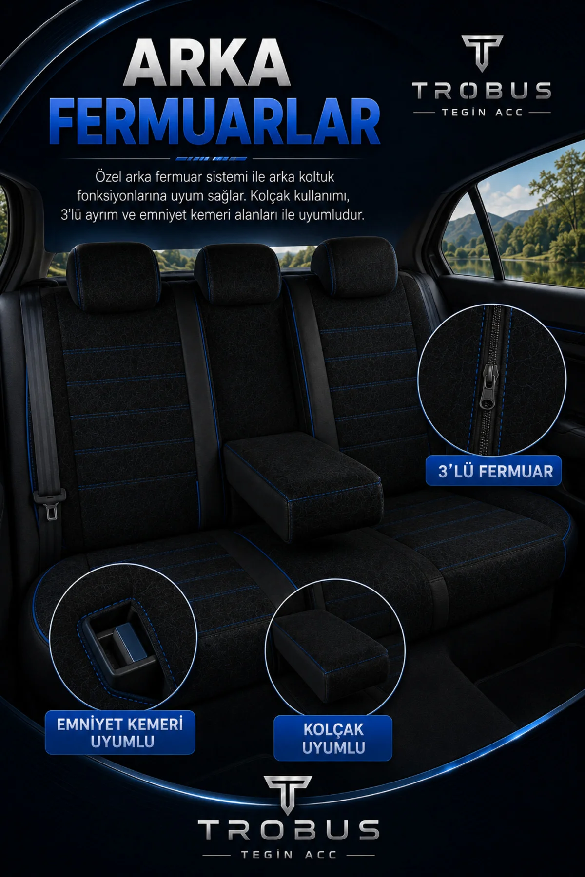 Ford Focus 1998-2004 Uyumlu Nova Serisi Tay Tüyü Bel Destekli Siyah Mavi Premium Koltuk Kılıfı Fiyatı, Yorumları ve Özellikleri