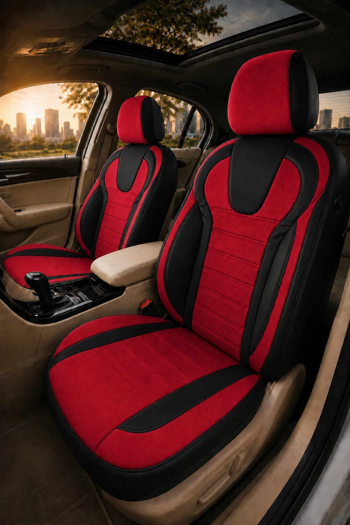 Ford Focus 1998-2004 Uyumlu Monza Serisi Sport Tay Tüyü Kadife Kırmızı Siyah Koltuk Kılıfı Fiyatı, Yorumları ve Özellikleri