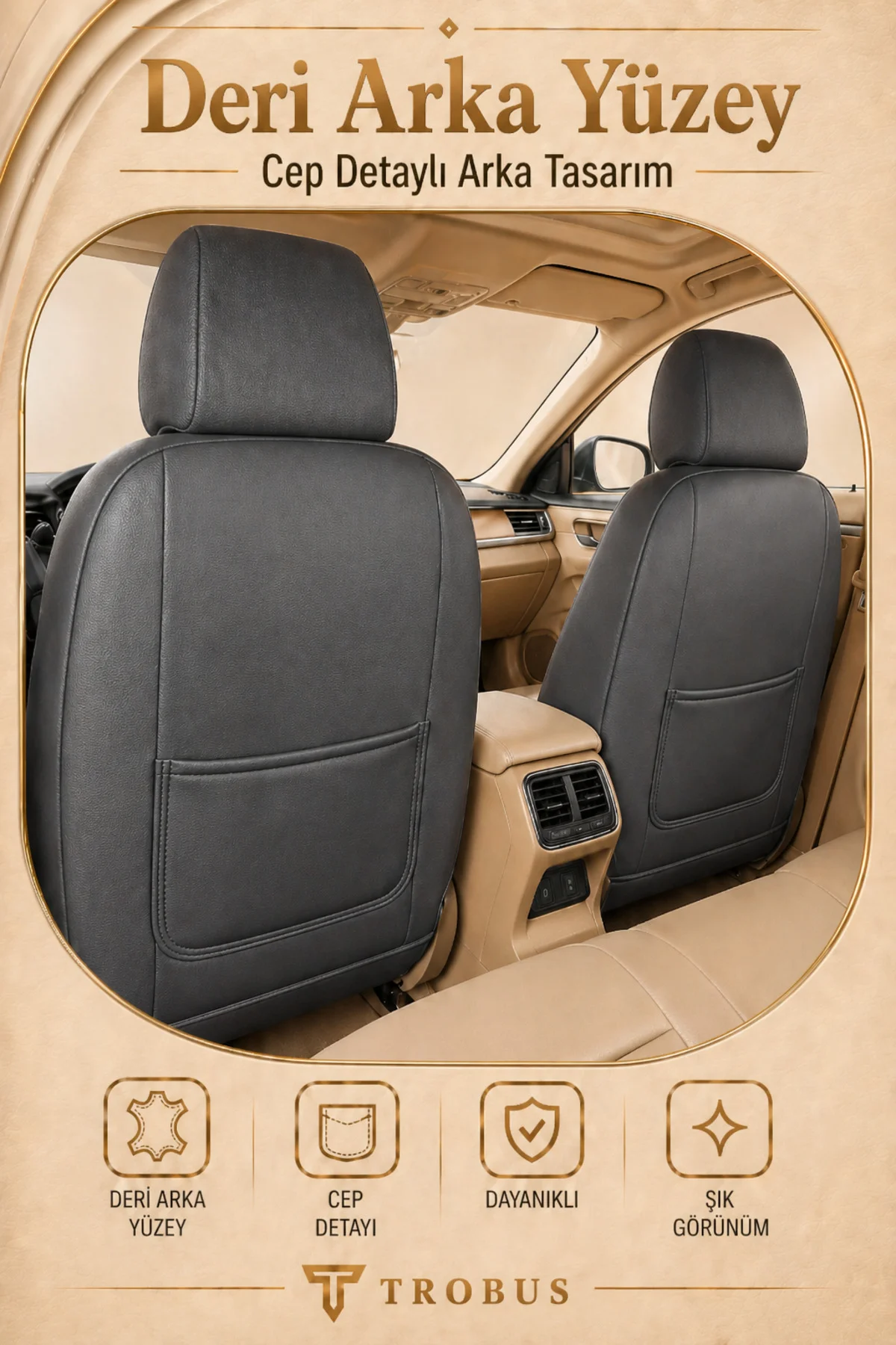 Ford Focus 1998-2004 Uyumlu Apex Serisi Tay Tüyü Bel Destekli Füme Premium Koltuk Kılıfı