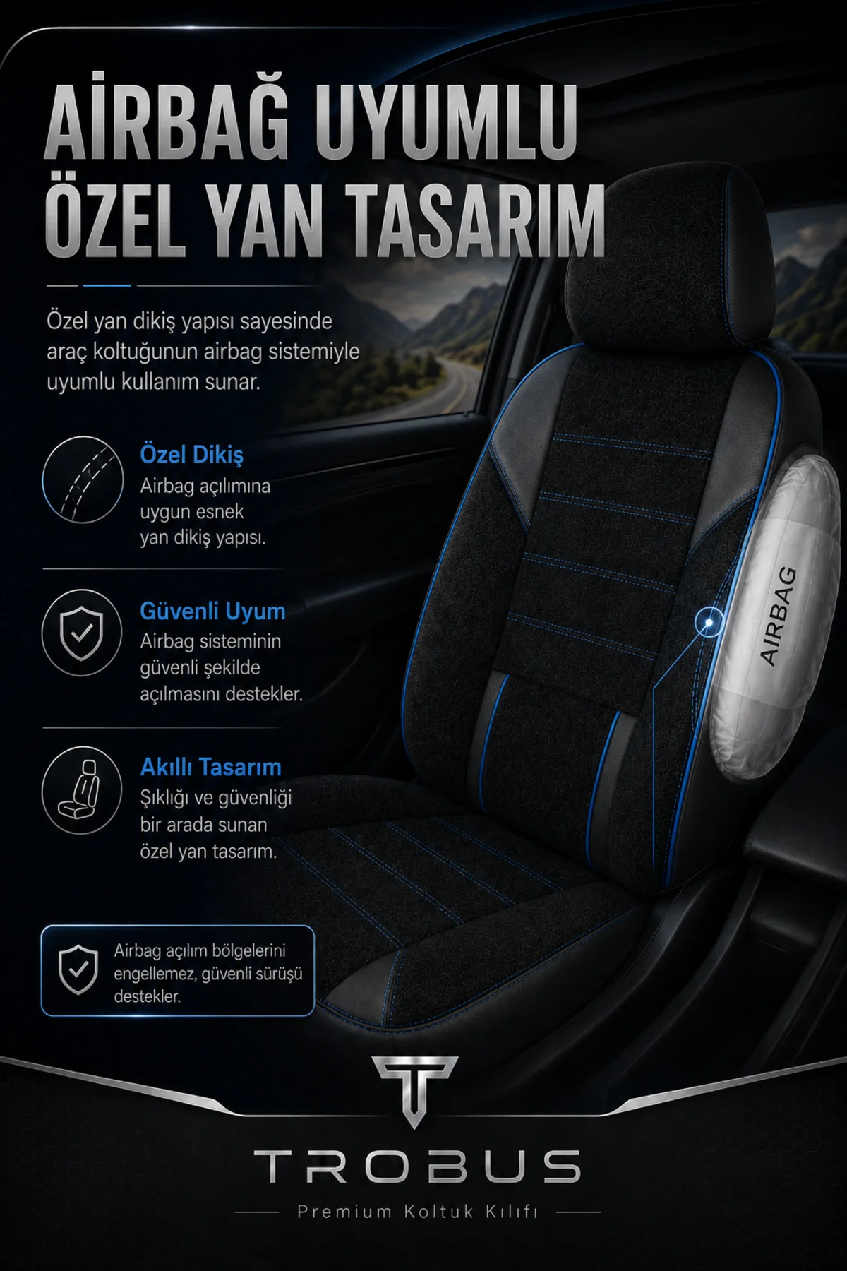 Ford Focus 1998-2004 Uyumlu Nova Serisi Tay Tüyü Bel Destekli Siyah Mavi Premium Koltuk Kılıfı Fiyatı, Yorumları ve Özellikleri