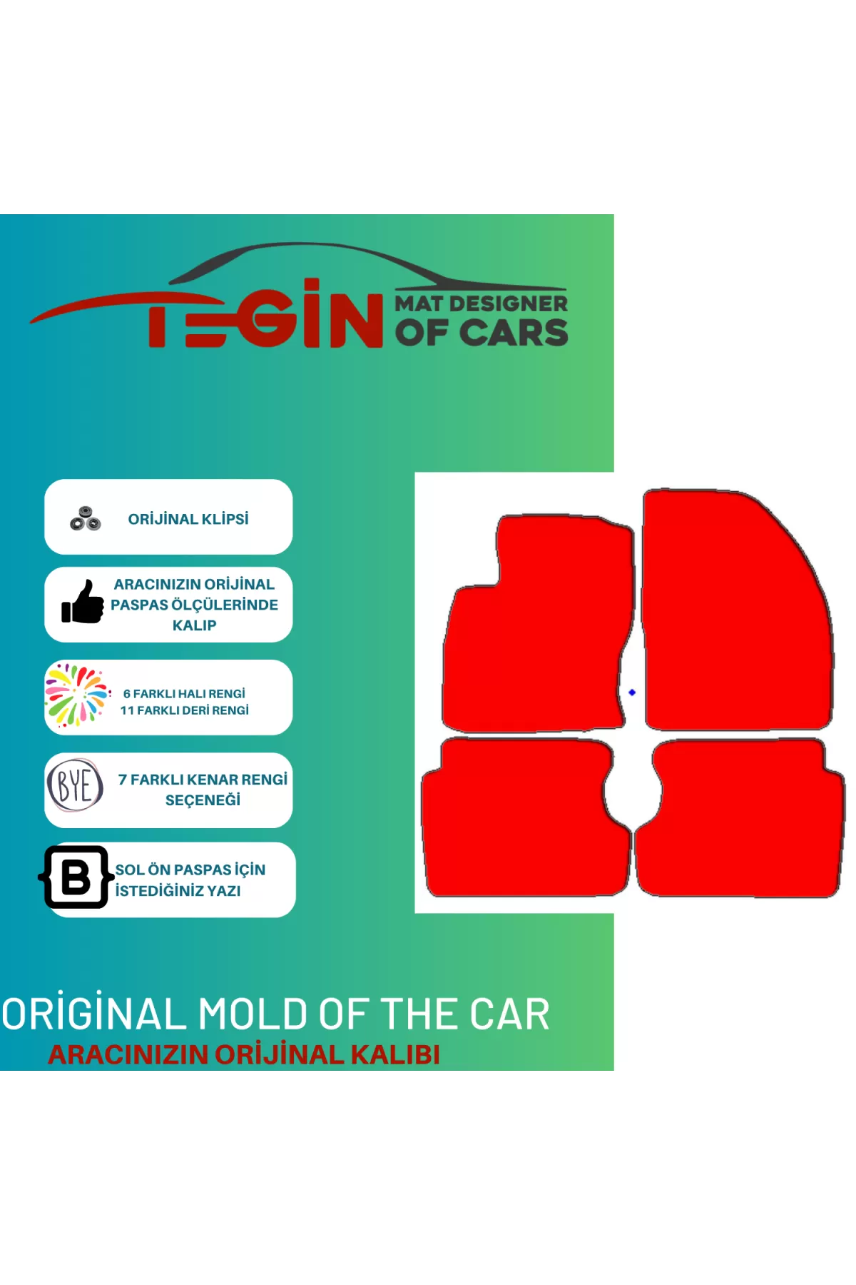 Ford Focus 2 2005-2011 Prime Gri Halı Beyaz Kenar Halı Paspas