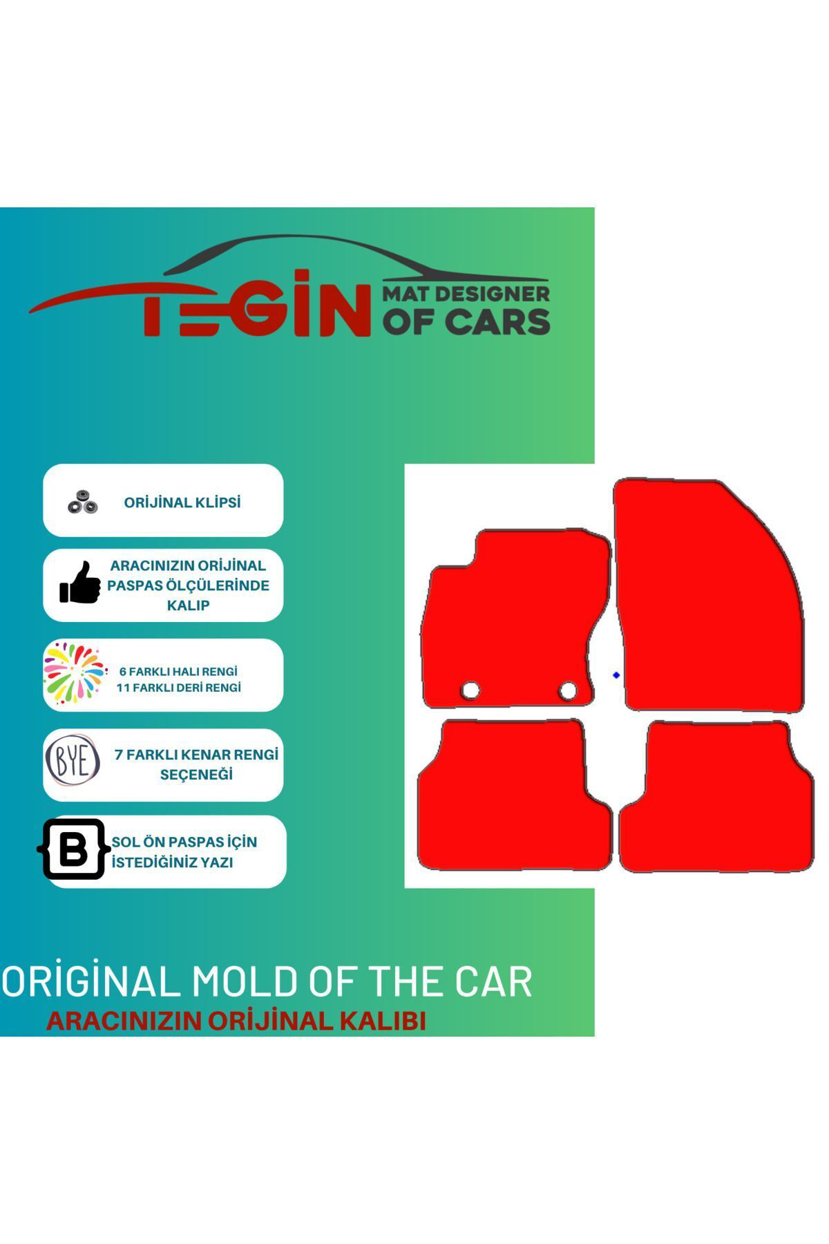 Ford Focus 2-5 Prime Siyah Mavi Deri Mavi Kenar Paspas Paspas