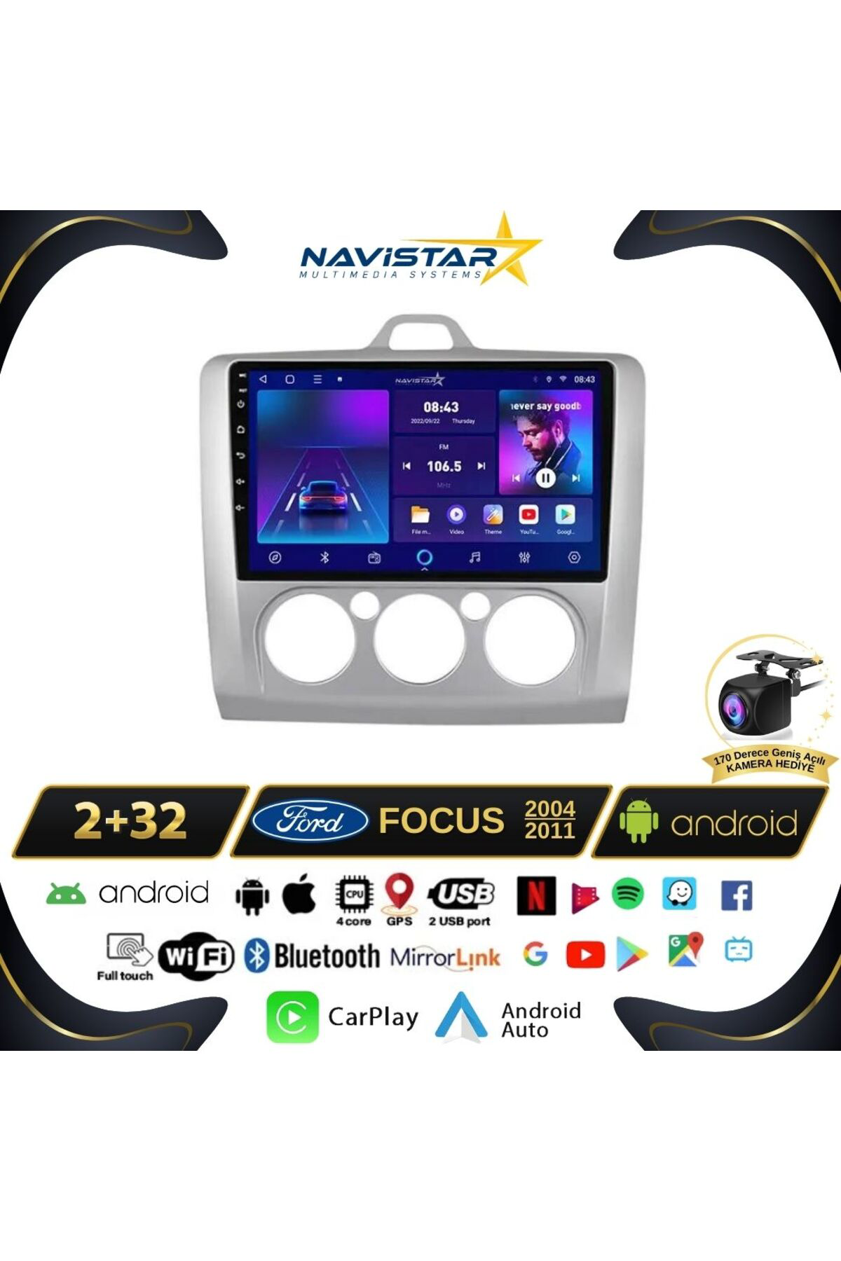Ford Focus 2 Manuel Klima 2 64gb Kablosuz Carplay Android 13 Navi
