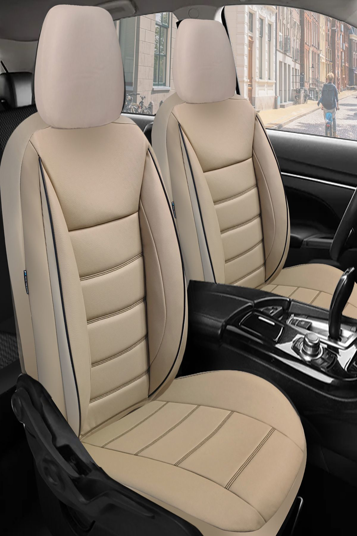 FORD FOCUS  2005-2011Uyumlu Oto Koltuk Kılıfı Chaotic Serisi Deri - Bej