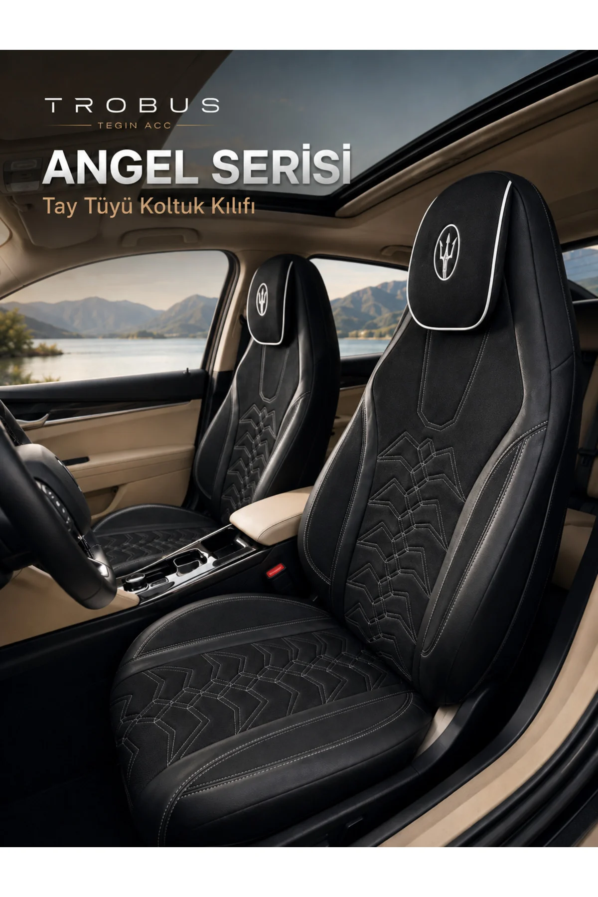 Ford Focus 2011-2018 Uyumlu Angel Serisi Tay Tüyü Koltuk Kılıfı Siyah Beyaz Fiyatı, Yorumları ve Özellikleri