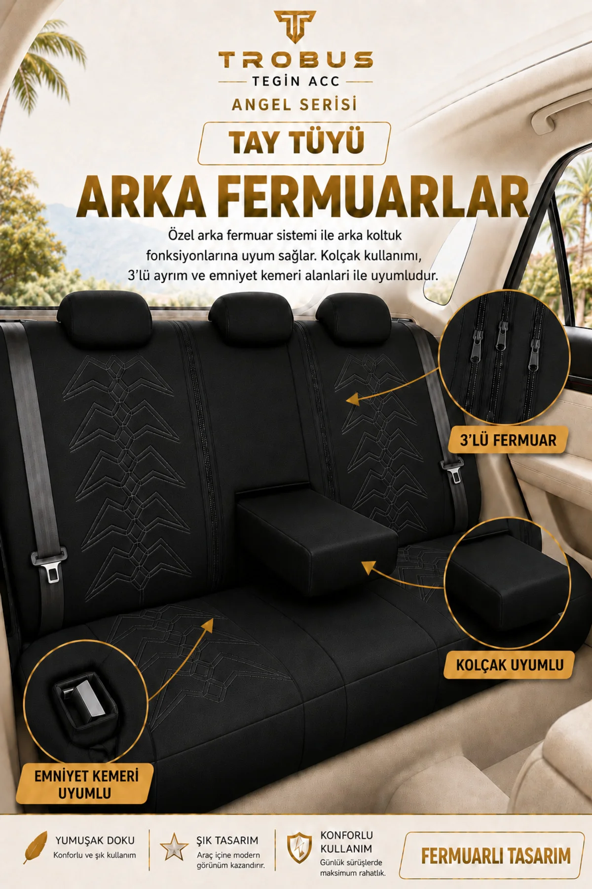 Ford Focus 2011-2018 Uyumlu Angel Serisi Tay Tüyü Koltuk Kılıfı Siyah Beyaz Fiyatı, Yorumları ve Özellikleri