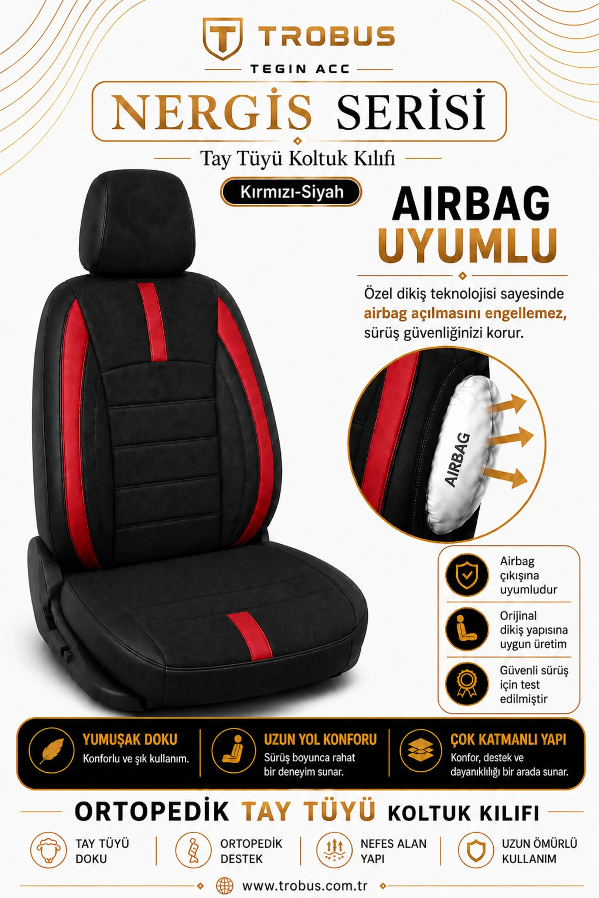 Ford Focus 2012-2018 Uyumlu Kırmızı Nergis Serisi Ortopedik Tay Tüyü 2+1 Ticari Koltuk Kılıfı Fiyatı, Yorumları ve Özellikleri
