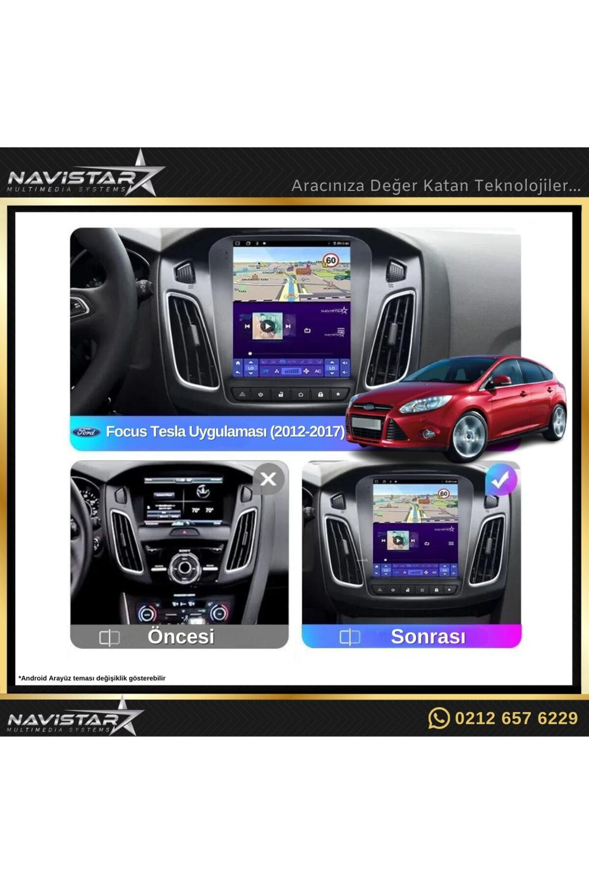 Ford Focus 2012-2018 Tesla Model 2gb 32gb Kablosuz Carplay Naviga