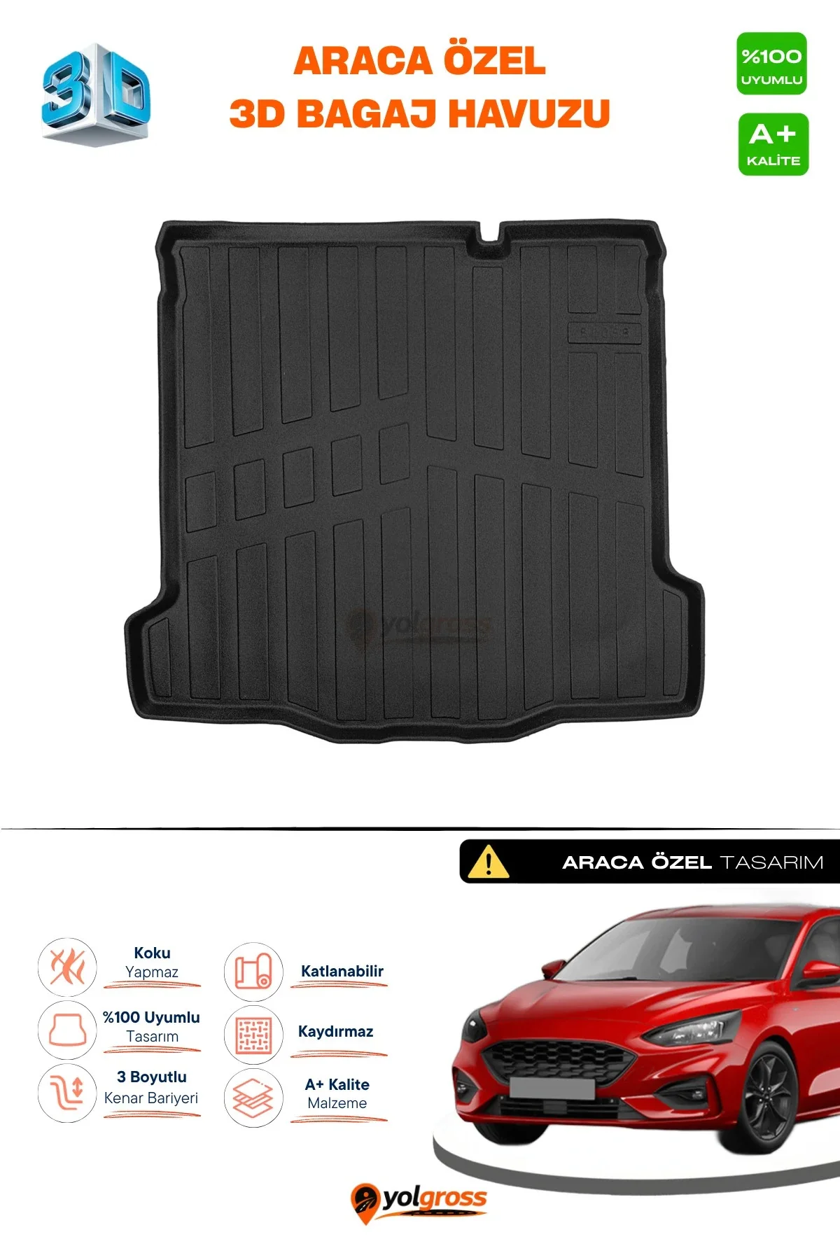 Ford Focus 4 Sedan Tamir Kitli 3D Pro Bagaj Havuzu 2018 Üzeri A+ Kalite