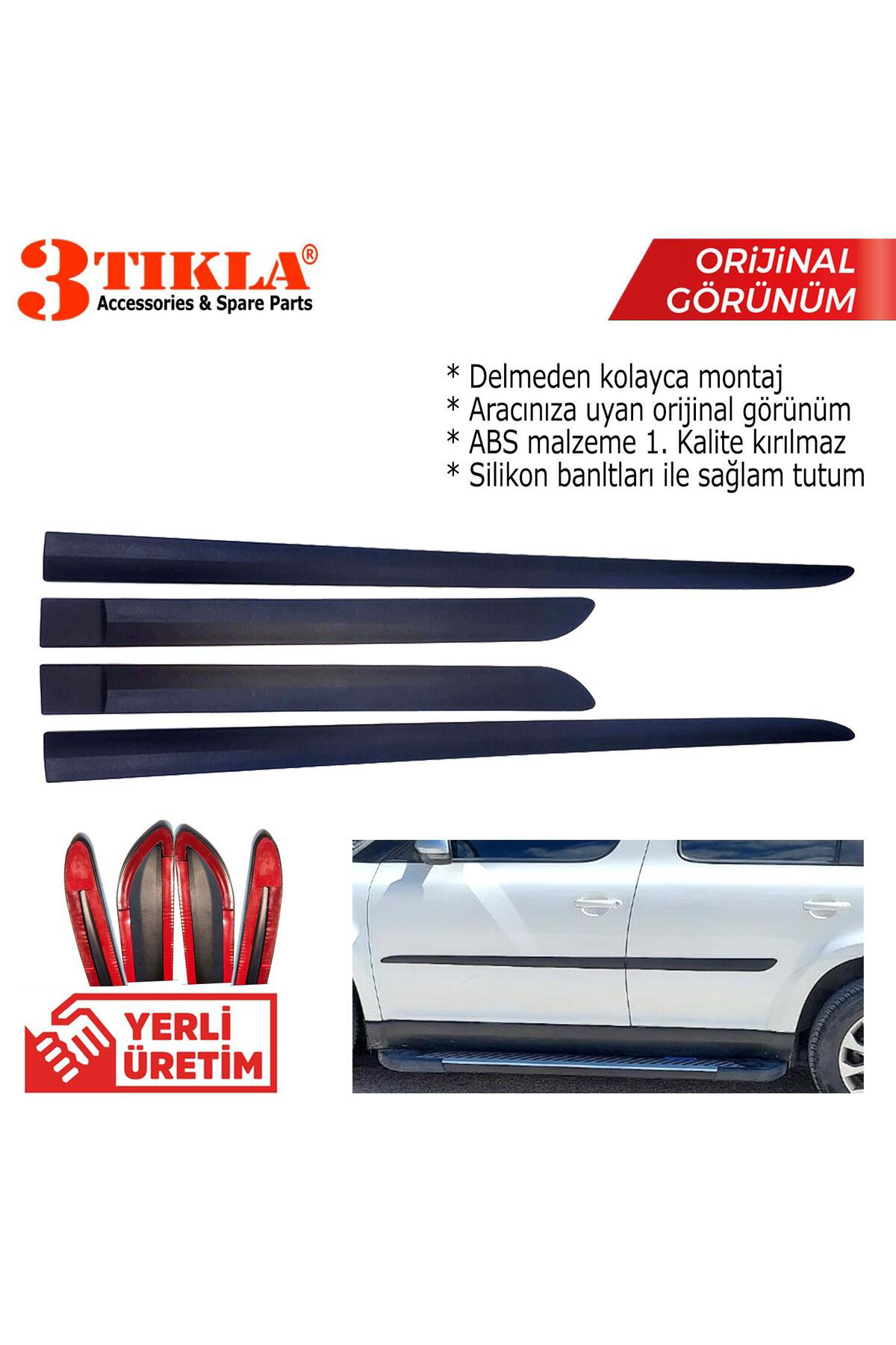 Ford Focus IV 2019-2023 Kırılmaz ABS Yan Kapı Koruma Çıtası Siyah 1. Kalite Yerli-