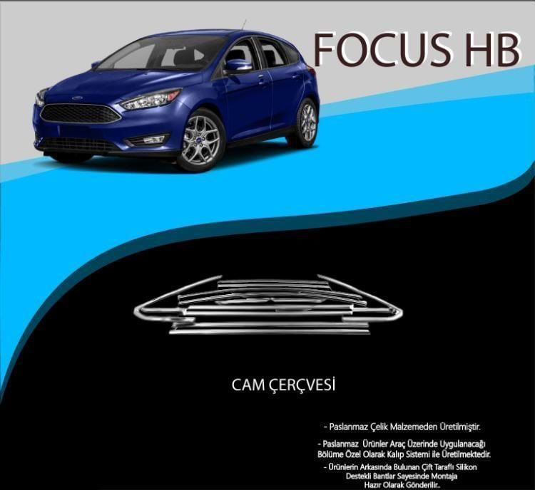 Ford Focus Uyumlu 3 Hatchback Krom Cam Çerçevesi Parça Ford Focus Uyumlu 3 Hatchback Krom Cam Çerçevesi Parça