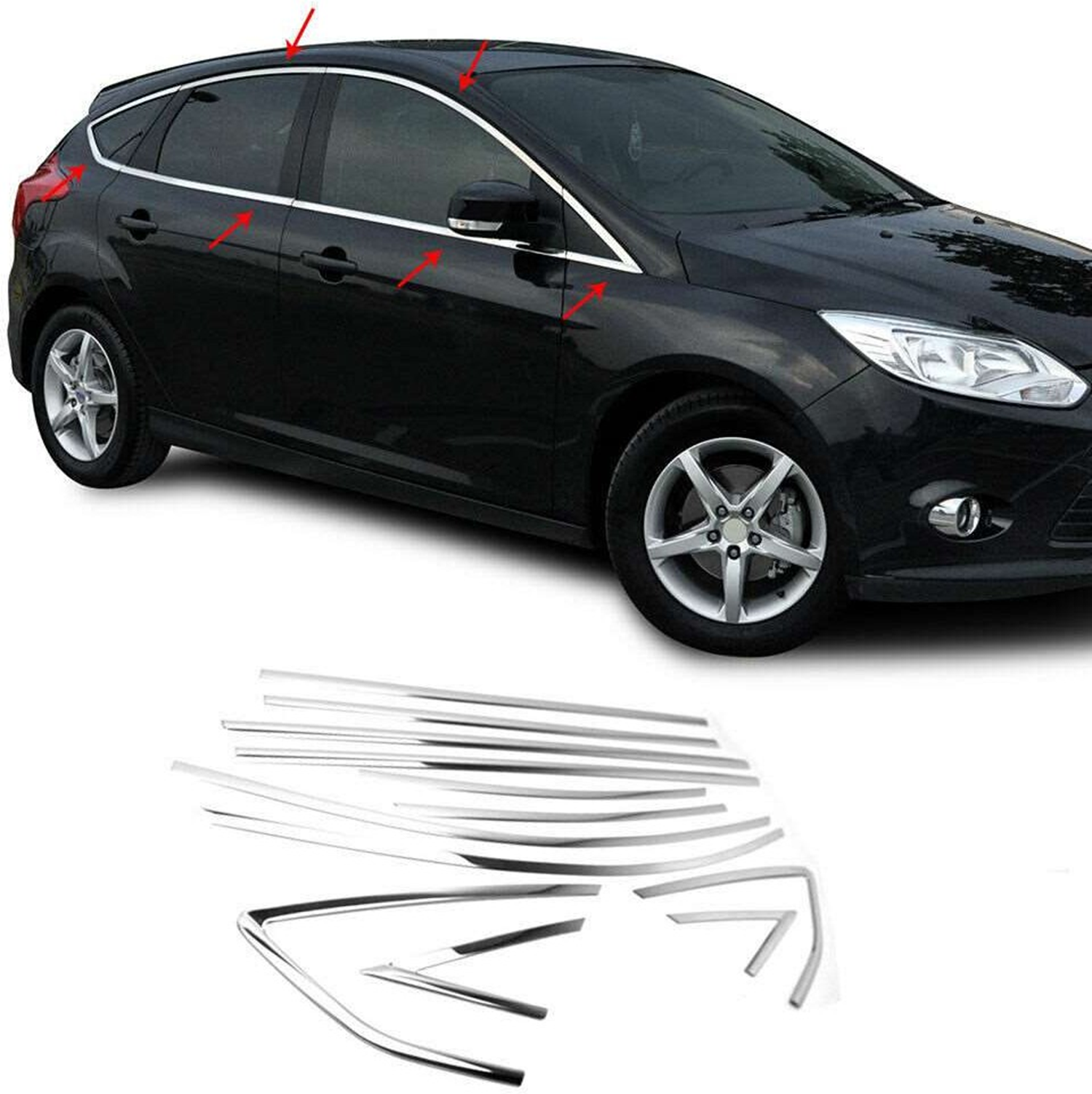 Drs Tuning Ford Focus Uyumlu Hatchback 2011 2018 Cam Çıtası Krom Parça