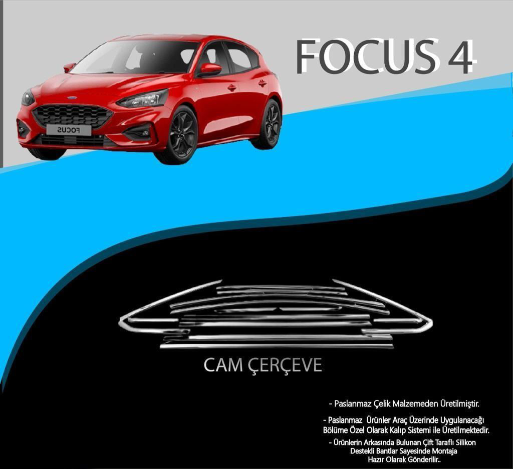 Ford Focus Uyumlu 4 Krom Cam Çerçevesi Paslanmaz Çelik 8 Parça Fo Ford Focus Uyumlu 4 Krom Cam Çerçevesi Paslanmaz Çelik 8 Parça Fo