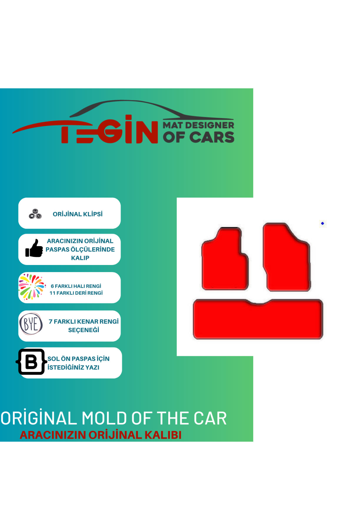 Ford Kuga 1 2008-2012 Prime Siyah Kırmızı Deri Gri Kenar Paspas