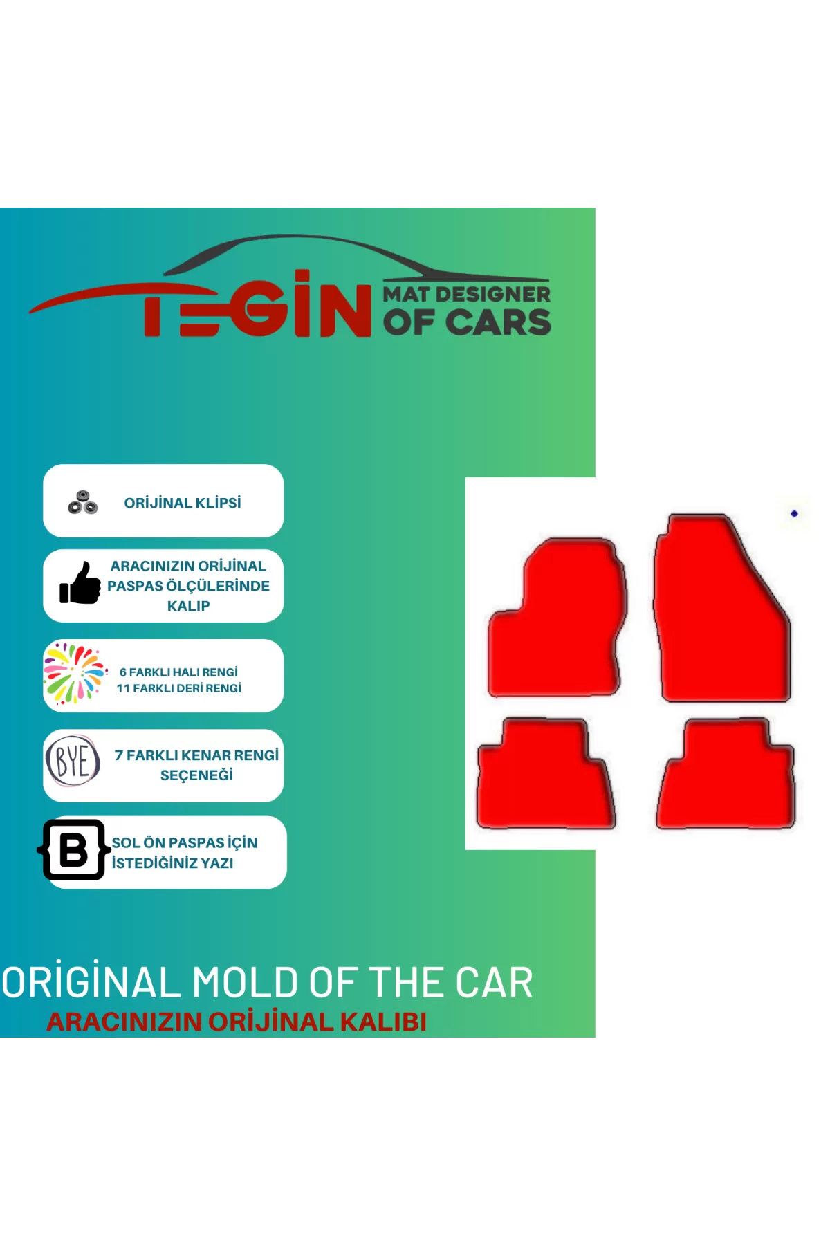Ford Kuga 1 2008-2012 Prime Siyah Halı Gri Kenar Halı Paspas