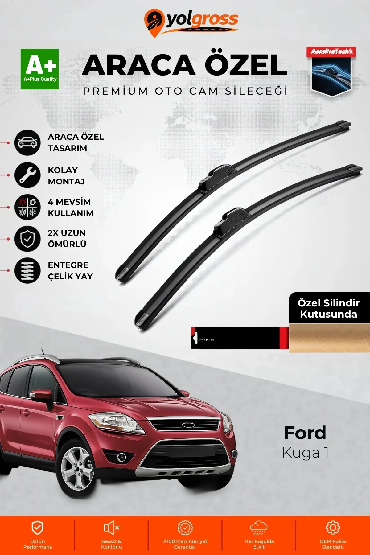 Ford Kuga 1 Ön Cam Silecek Seti 2008-2012 Premium Araca Özel 60-40 Cm A+ Kalite Ford Kuga 1 Ön Cam Silecek Seti 2008-2012 Premium Araca Özel 60-40 Cm A+ Kalite