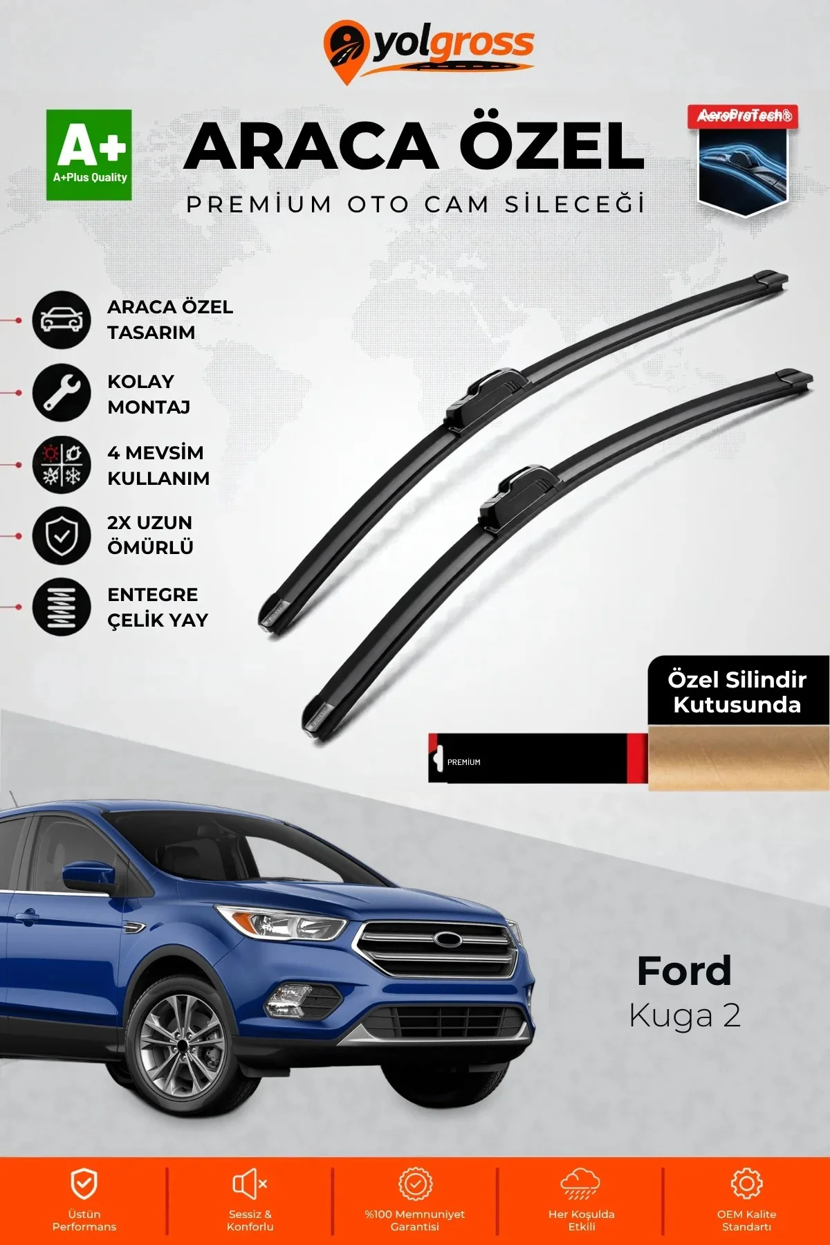 Ford Kuga 2 Ön Cam Silecek Seti 2012-2019 Premium Araca Özel 70-70 Cm A+ Kalite