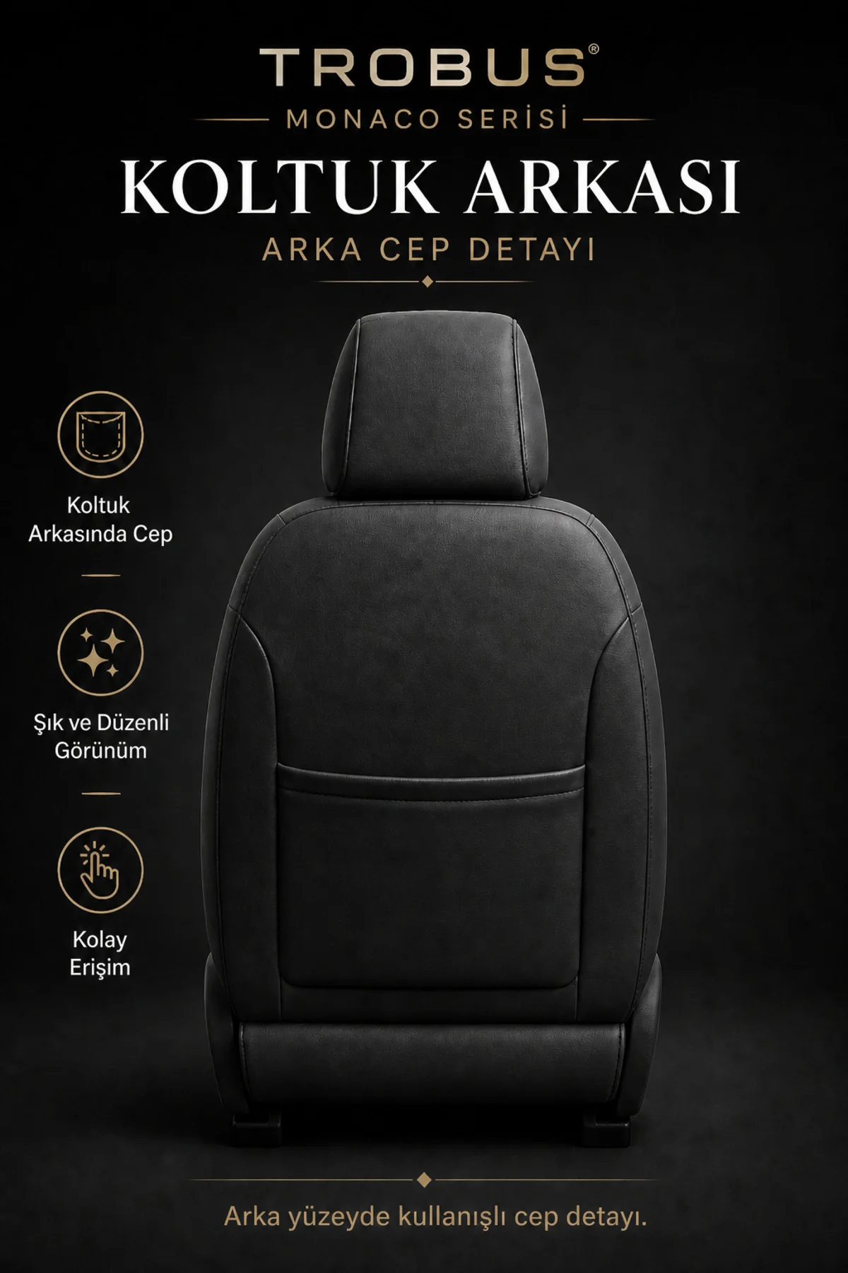 Ford Kuga 2008-2012 Uyumlu Monaco Serisi Eviza Deri Detaylı Bordo Koltuk Kılıfı