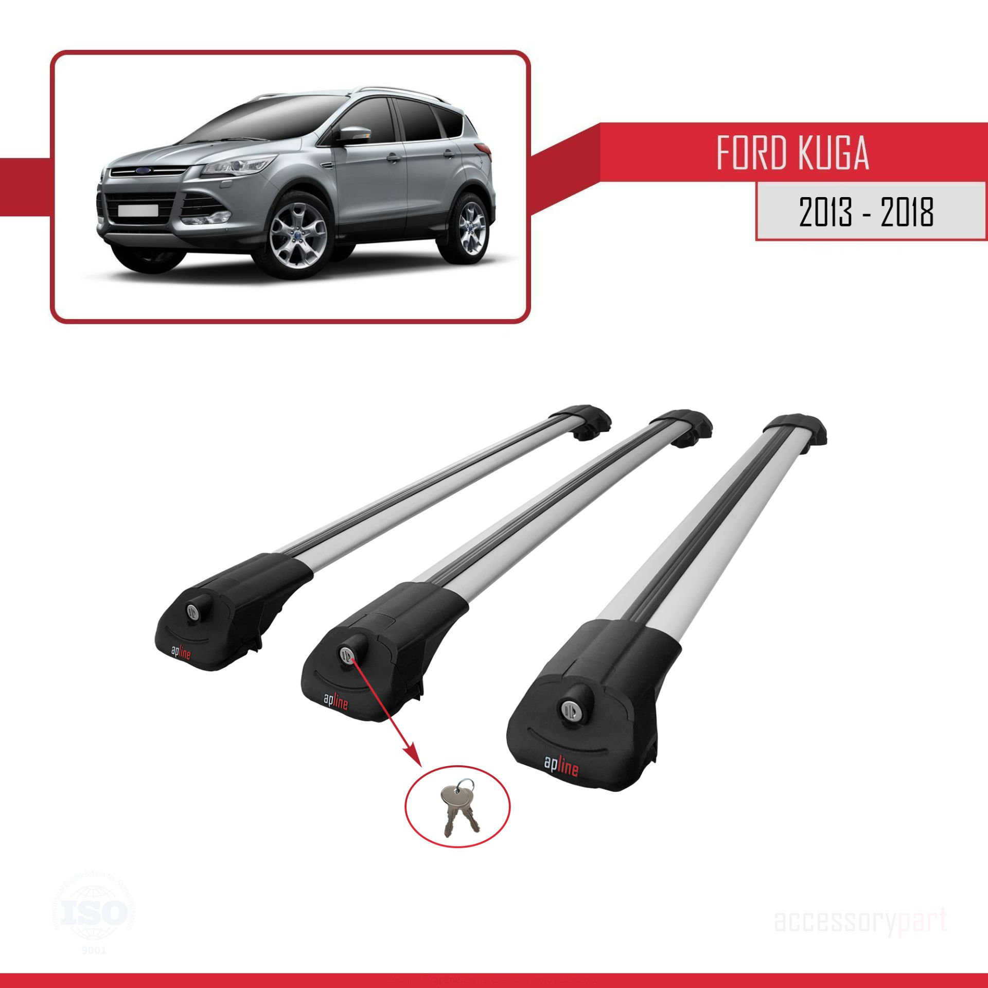 Ford Kuga 2013-2018 Arası ile uyumlu ACE-1 Ara Atkı Tavan Barı GR
