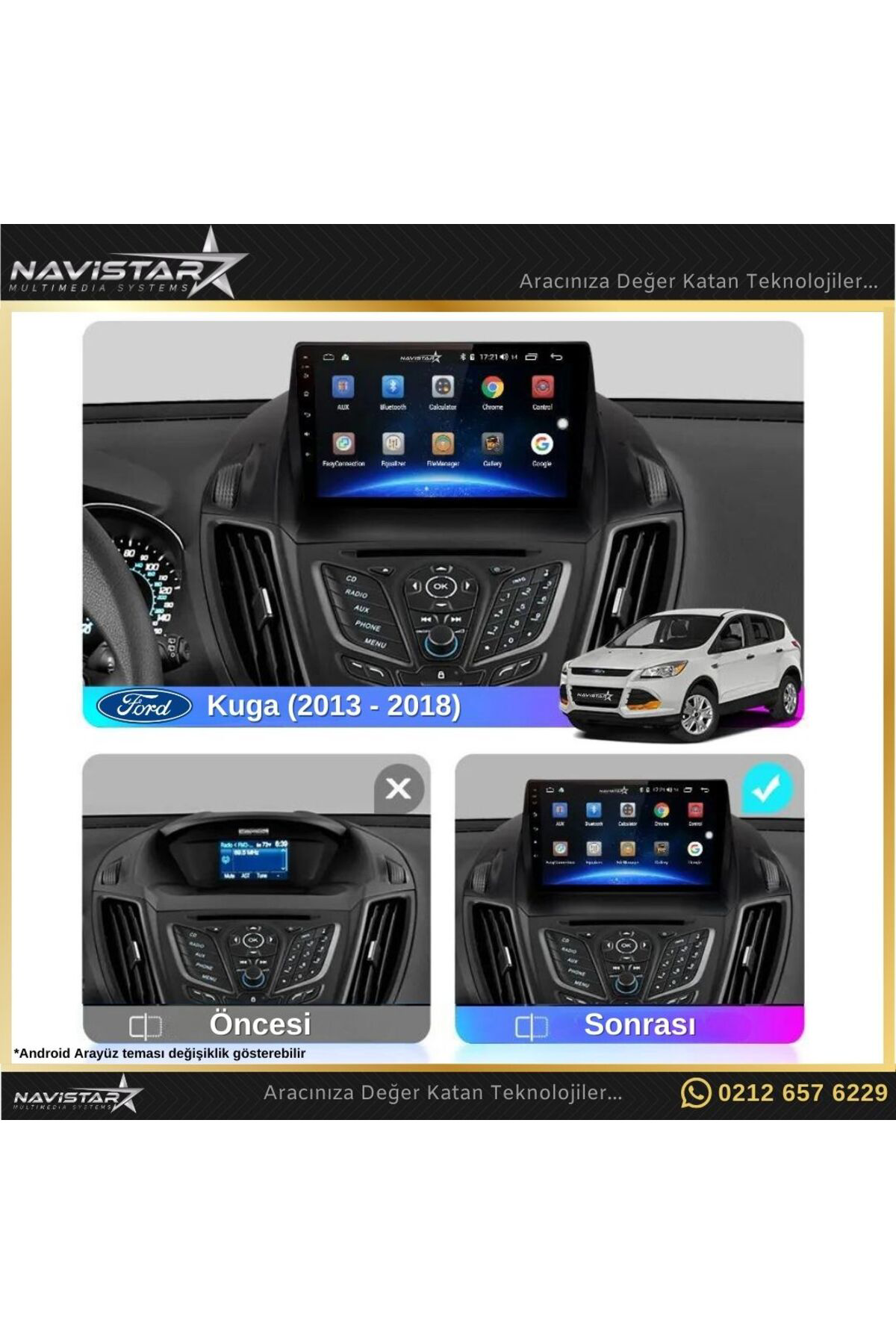 Ford Kuga 4gb 64gb Android 13 Kablosuz Carplay 2013-2018 Navigasy