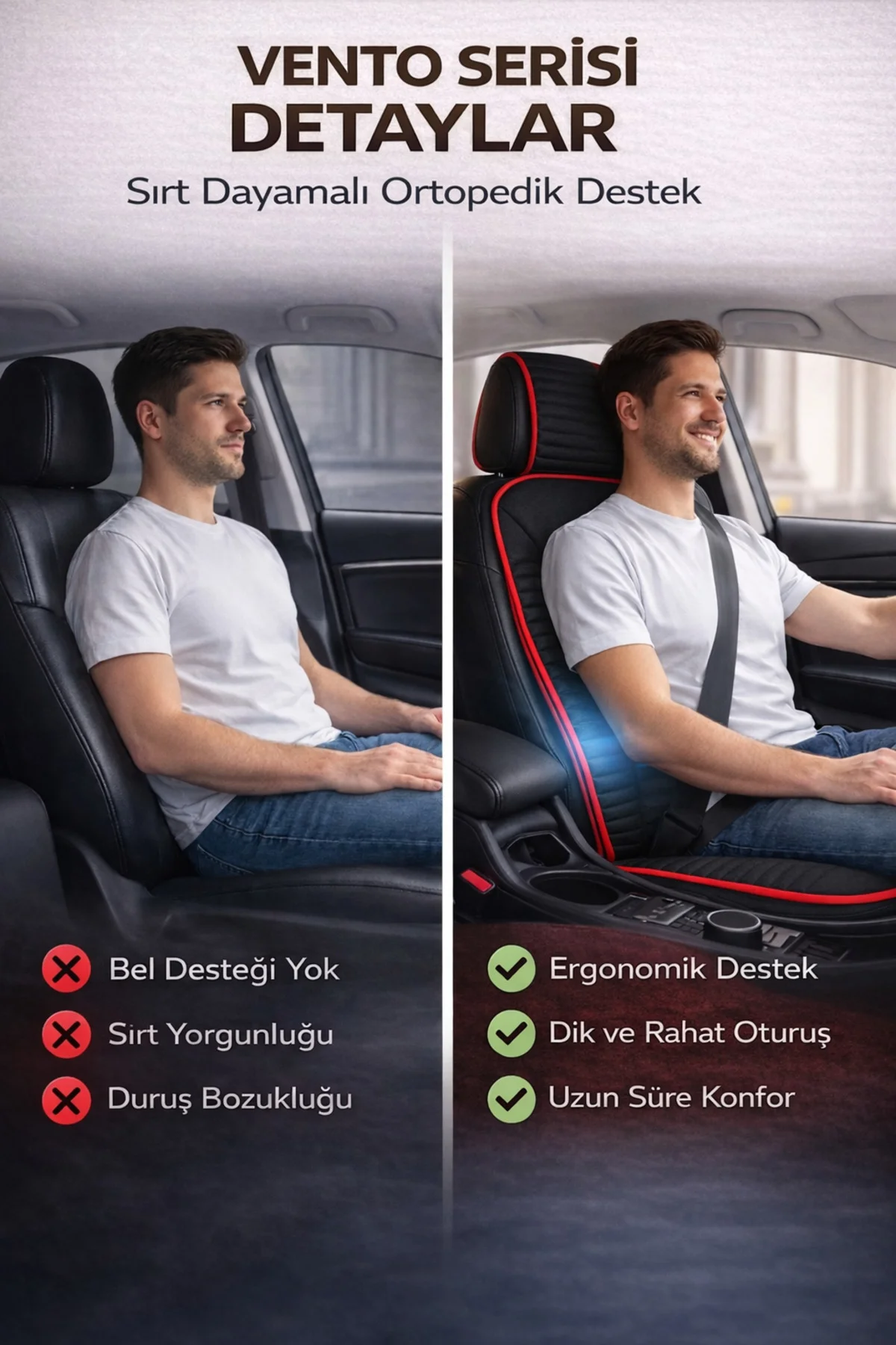 Ford Mondeo 1993-2000 Uyumlu Vento 2 Parça Ön Oto Koltuk Minderi Terletmez Siyah - Kırmızı Fiyatı, Yorumları ve Özellikleri