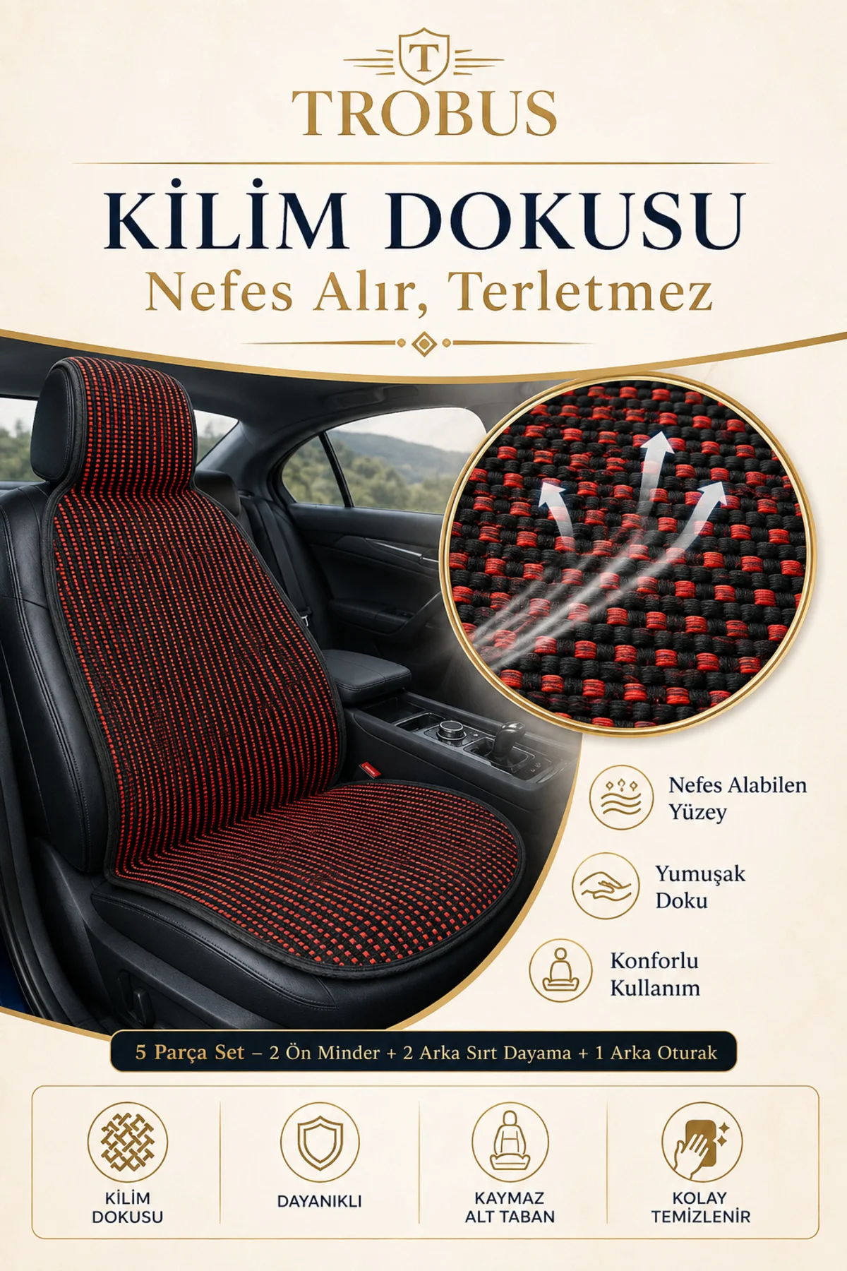 Ford Mondeo 2001-2007 Üniversal Premium Örme 5 Parça Minder Terletmez Kaymaz Taban Siyah Kırmızı Ford Mondeo 2001-2007 Üniversal Premium Örme 5 Parça Minder Terletmez Kaymaz Taban Siyah Kırmızı