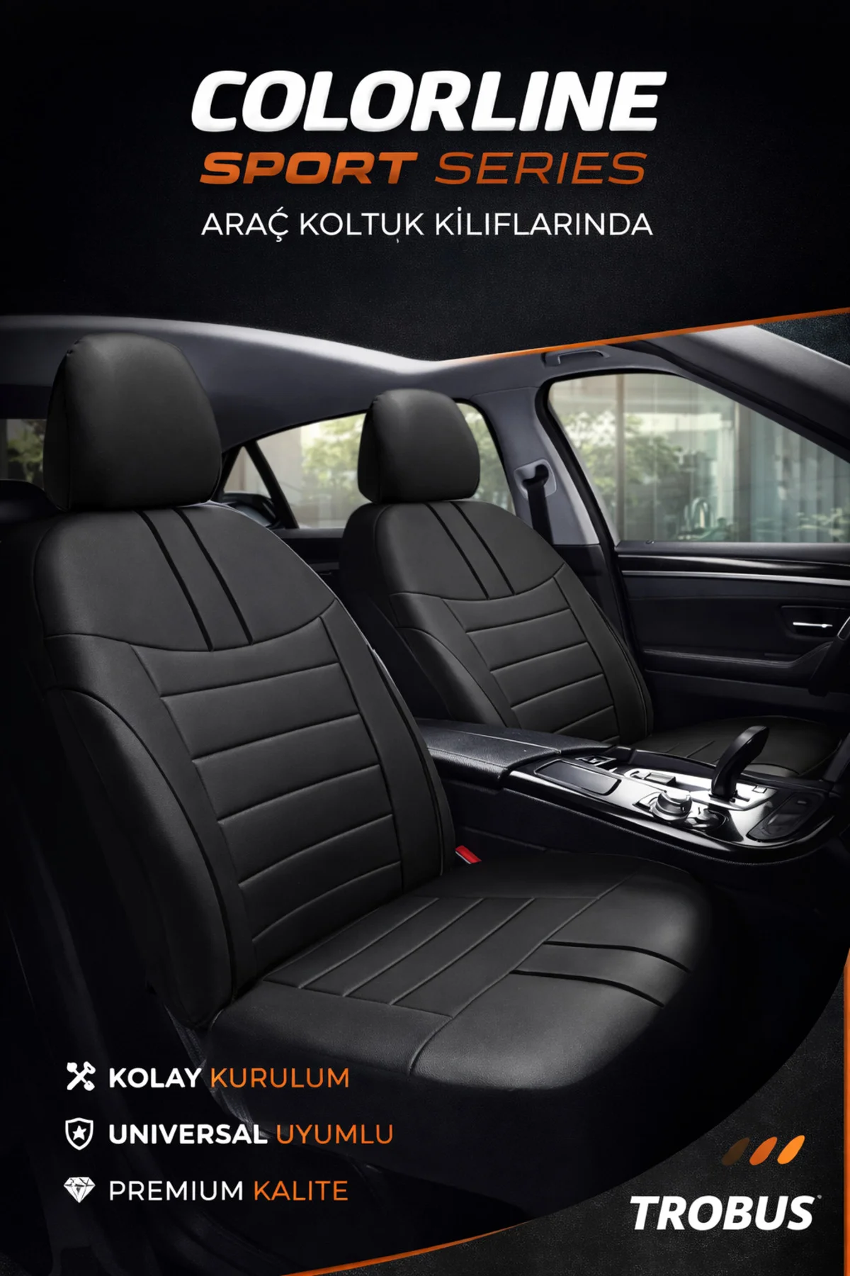 Ford Mondeo 2007 ve Sonrası Uyumlu Colorline Sport Deri Siyah - Taba Koltuk Kılıfı
