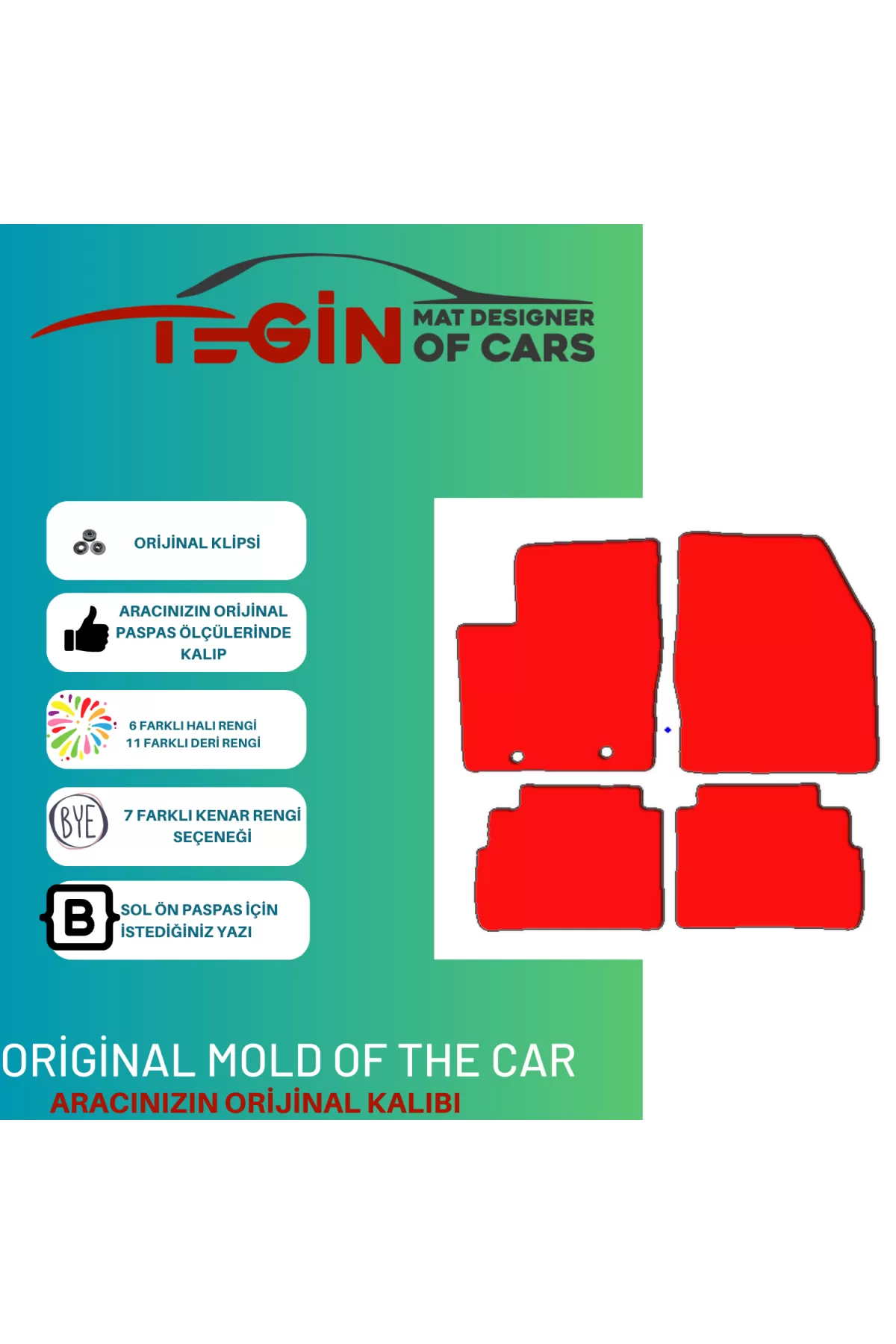 Ford Mondeo 2000-2006 Prime Sarı Halı Mavi Kenar Halı Paspas
