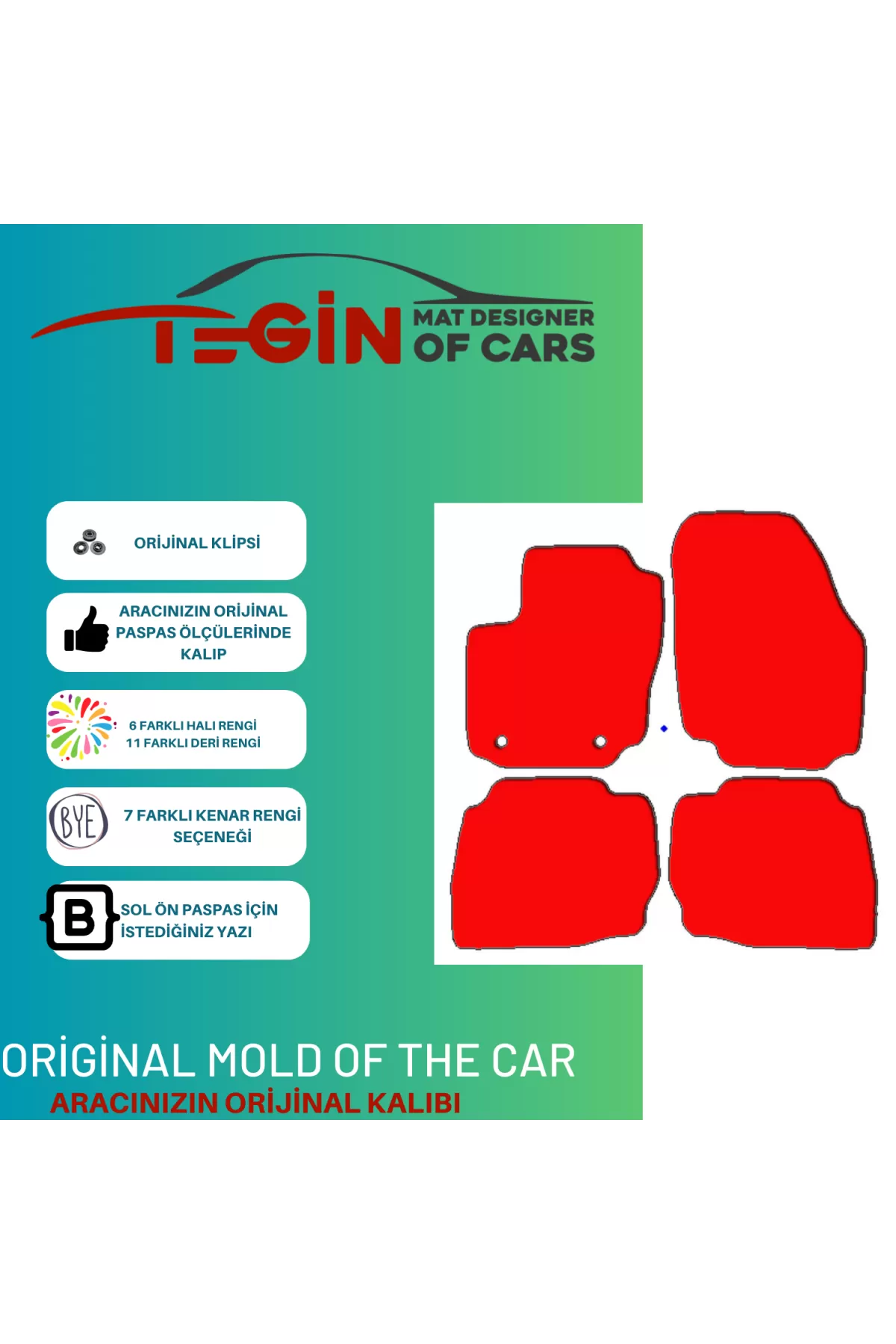 Ford Mondeo 2007-2014 Prime Gri Halı Gri Kenar Halı Paspas