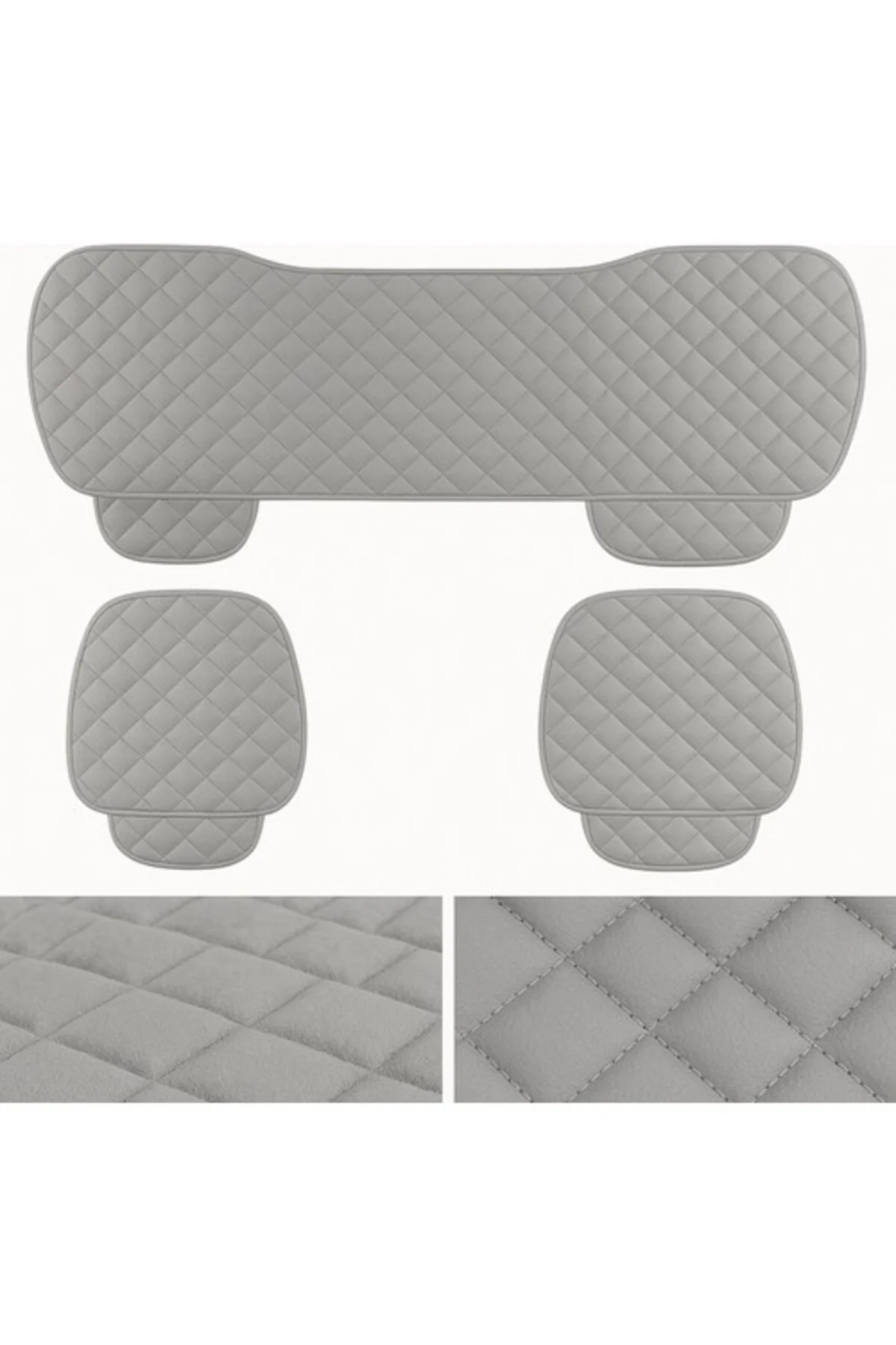Ford Mondeo 2015-2022 Kapitone Kumaş 3 Parça Oto Koltuk Minderi Terletmez Kaymaz Taban Gri