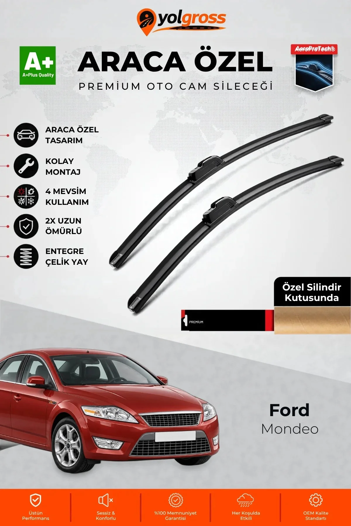 Ford Mondeo Ön Cam Silecek Seti 2007-2014 Premium Araca Özel 65-48 Cm A+ Kalite