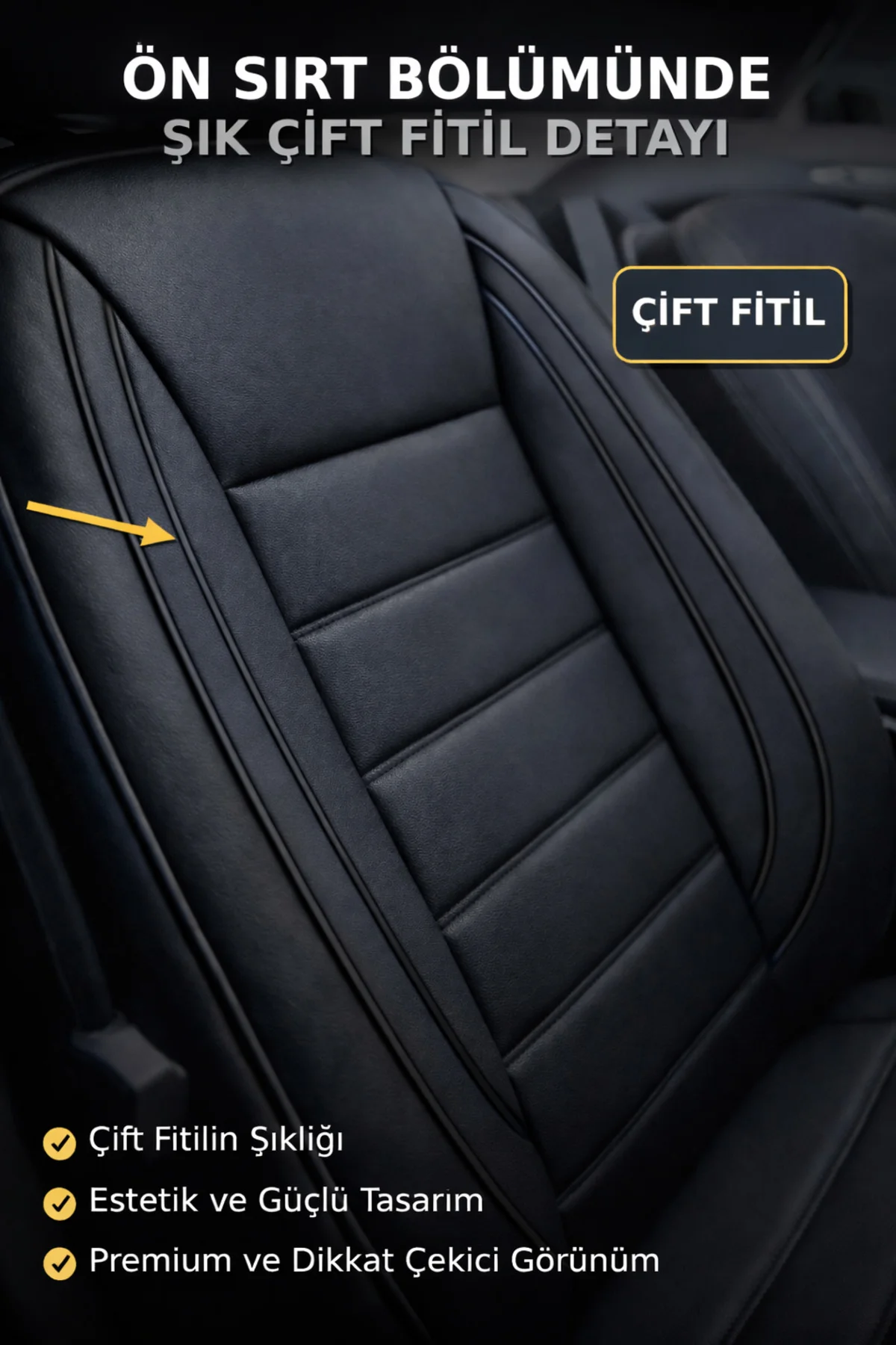 Ford Mondeo Trend-X 2015-2022 2+1 Uyumlu Deri Koltuk Kılıfı Jetdrive Serisi Siyah