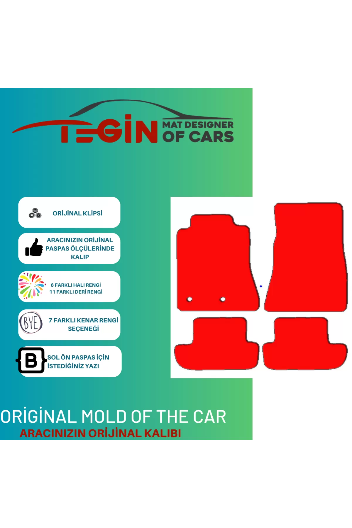 Ford Mustang 2015 Ve Sonrası Prime Bej Halı Gri Kenar Halı Paspas