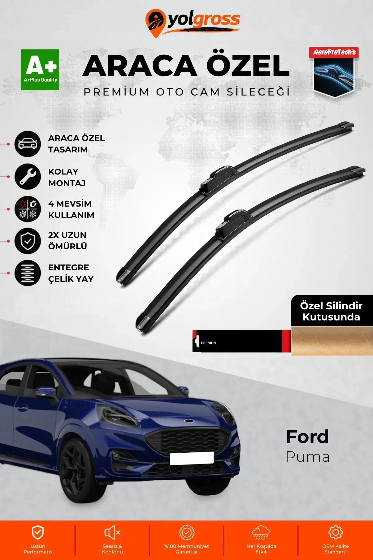 Ford Puma Ön Cam Silecek Seti 2019 Üzeri Premium Araca Özel 70-35 Cm A+ Kalite