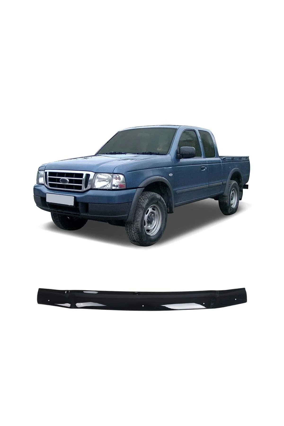 Ford Ranger 2002-2006 Uyumlu Kaput Rüzgarlığı Ön Kaput Koruma ABS Parlak Siyah - Görsel 4