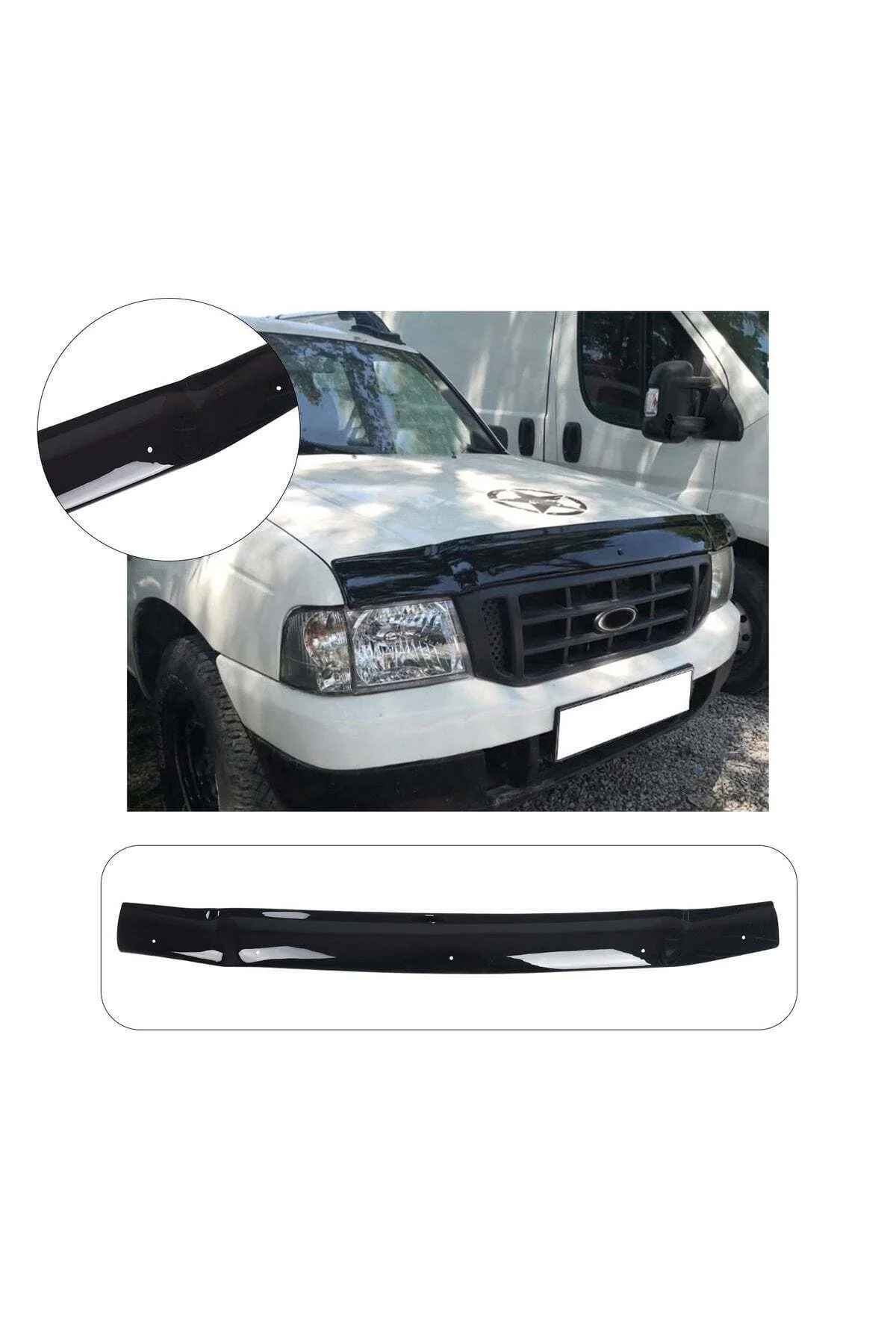 Ford Ranger 2002-2006 Uyumlu Kaput Rüzgarlığı Ön Kaput Koruma ABS Parlak Siyah - Görsel 3