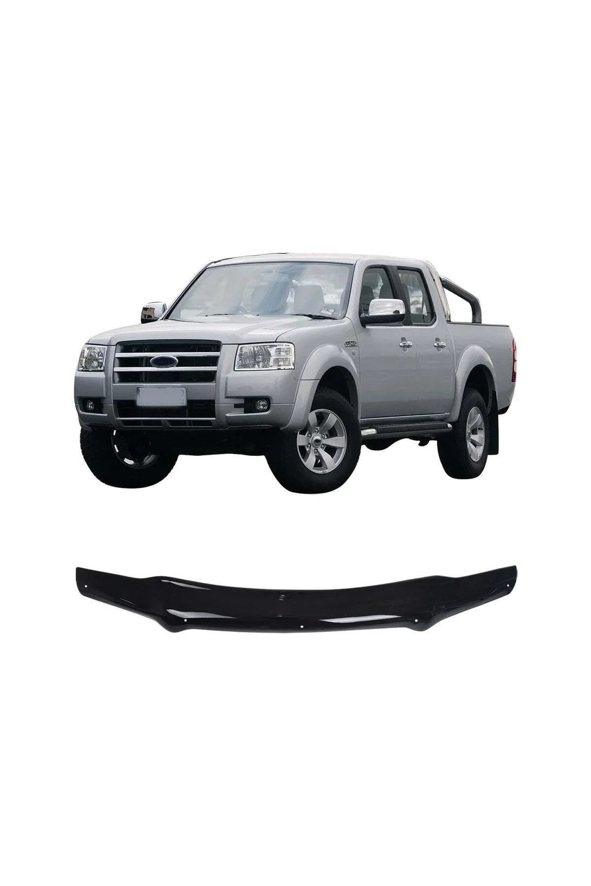 Ford Ranger 2007-2009 Uyumlu Kaput Rüzgarlığı Ön Kaput Koruma ABS Parlak Siyah - Görsel 4