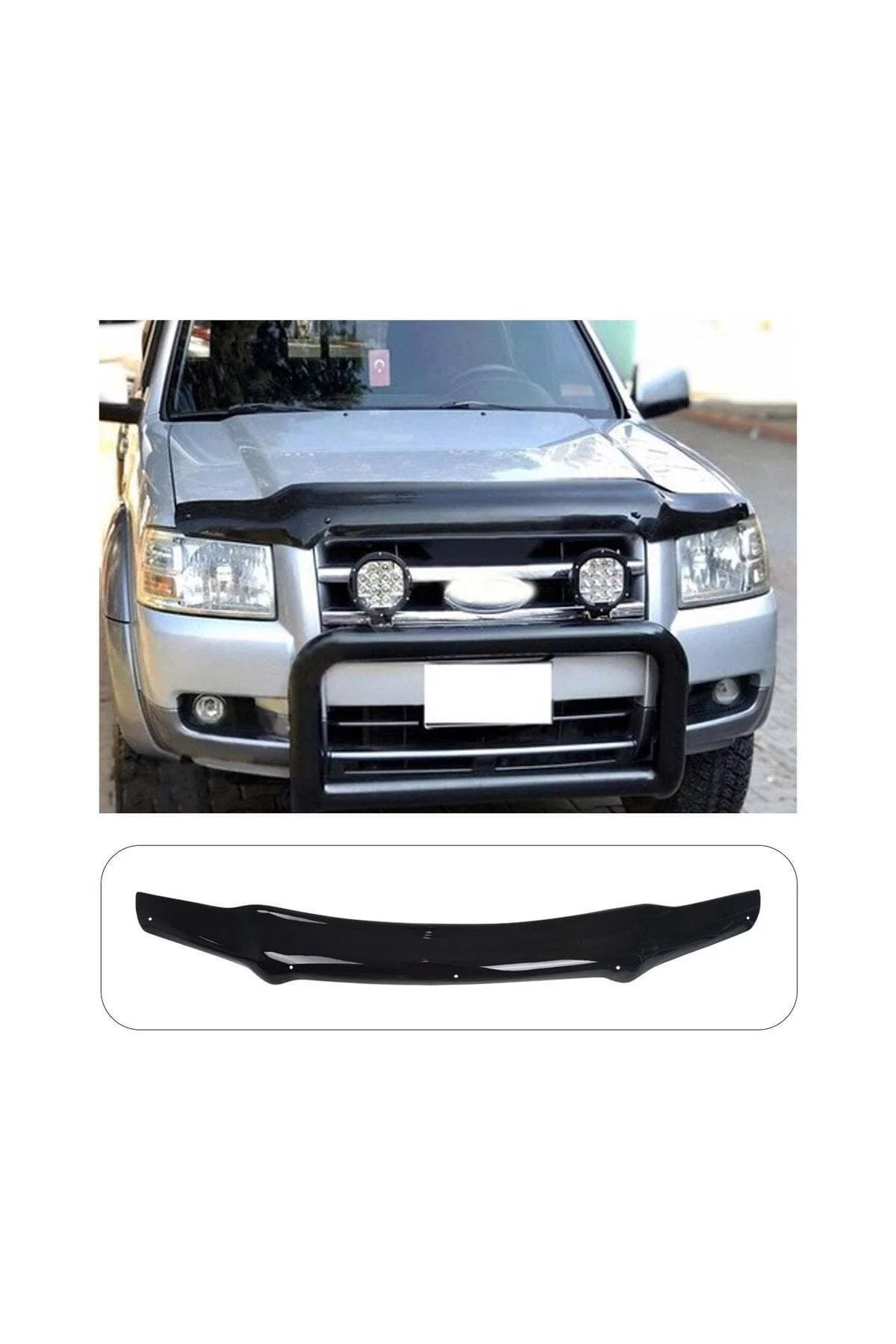 Ford Ranger 2007-2009 Uyumlu Kaput Rüzgarlığı Ön Kaput Koruma ABS Parlak Siyah - Görsel 3