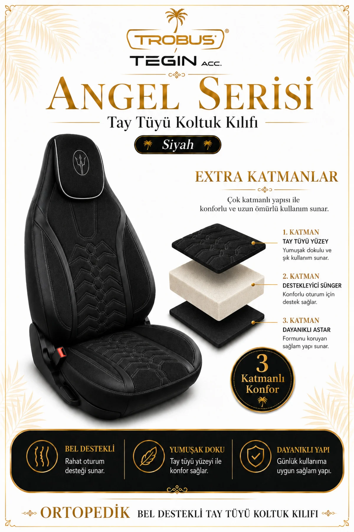 Ford Ranger 2007-2018 Uyumlu Angel Serisi Tay Tüyü Koltuk Kılıfı Siyah Fiyatı, Yorumları ve Özellikleri