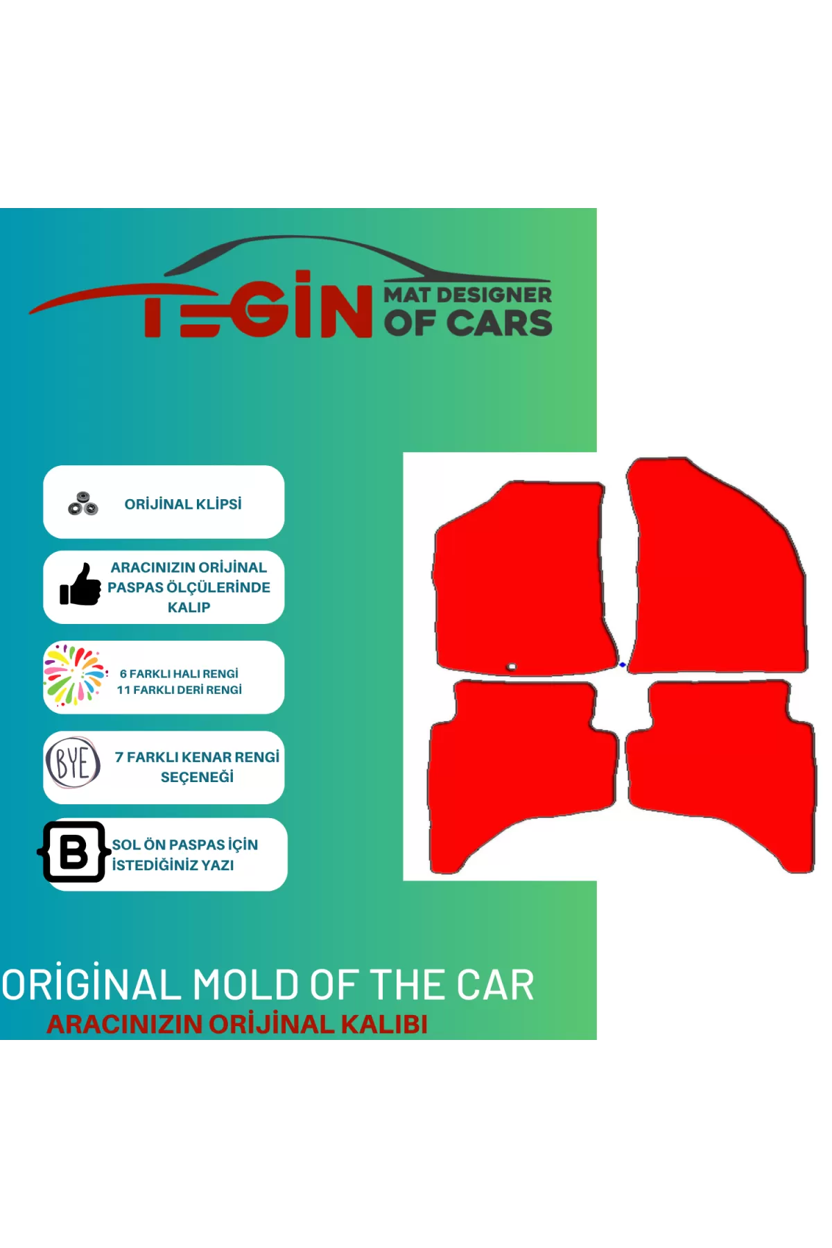 Ford Ranger 2006-2011 Prime Bej Halı Mavi Kenar Halı Paspas