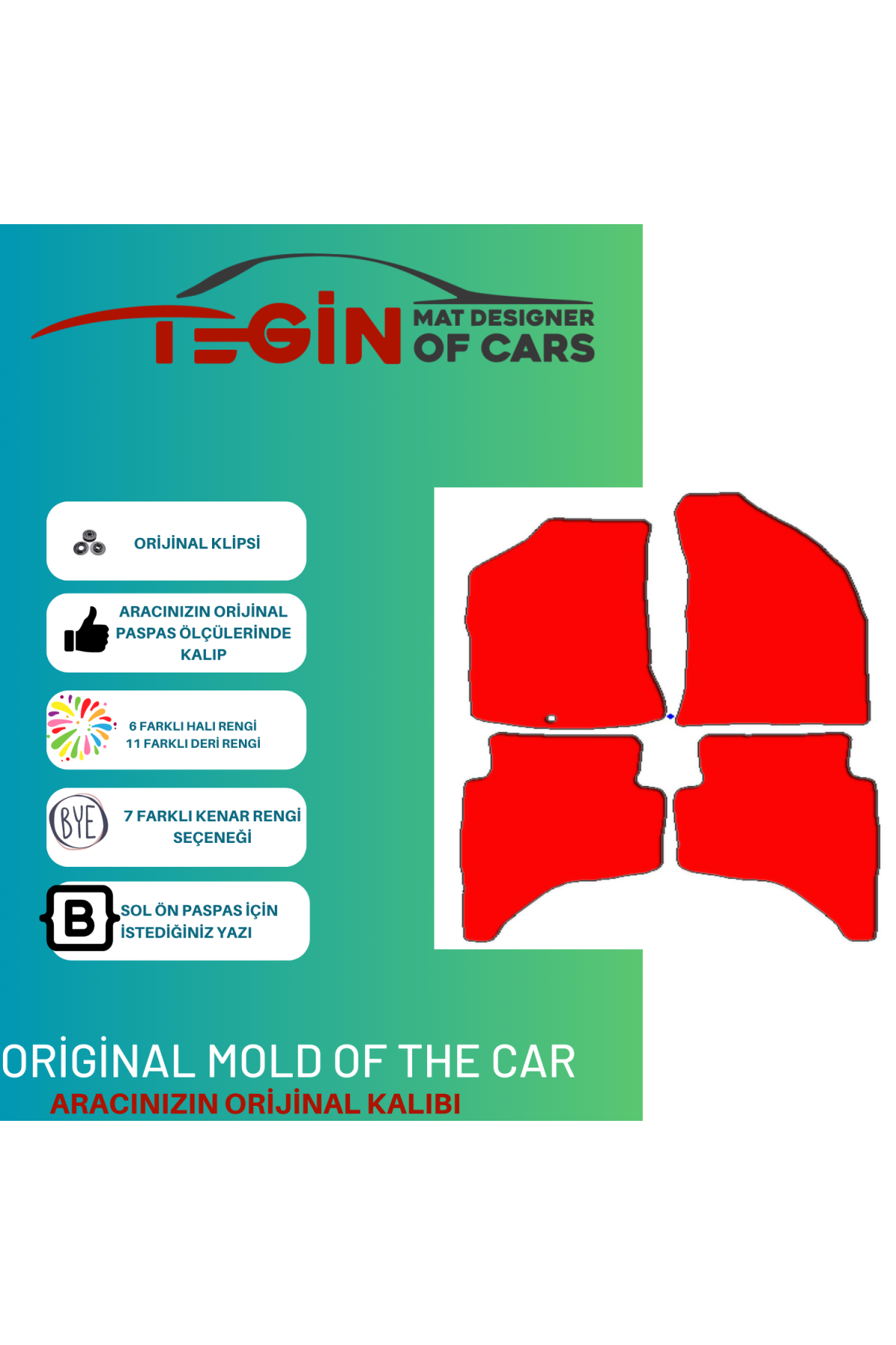 Ford Ranger 2006-2011 Prime Siyah Halı Kırmızı Kenar Halı Paspas
