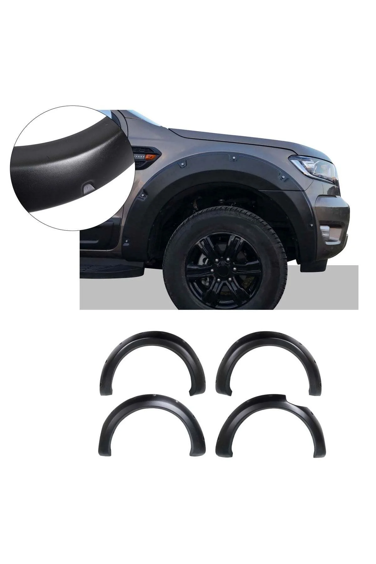 Ford Ranger 2015-2019 Vidalı Model Uyumlu Çamurluk Dodik Seti 4 Parça ABS Mat Siyah - Görsel 2