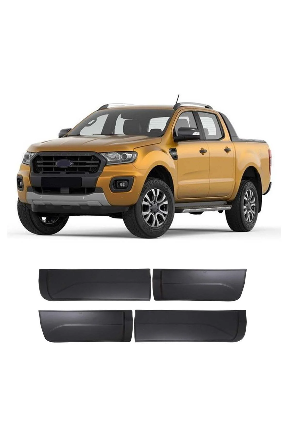 Ford Ranger 2015-2019 Uyumlu Kapı Dodik Seti 4 Parça ABS Mat Siyah - Görsel 2