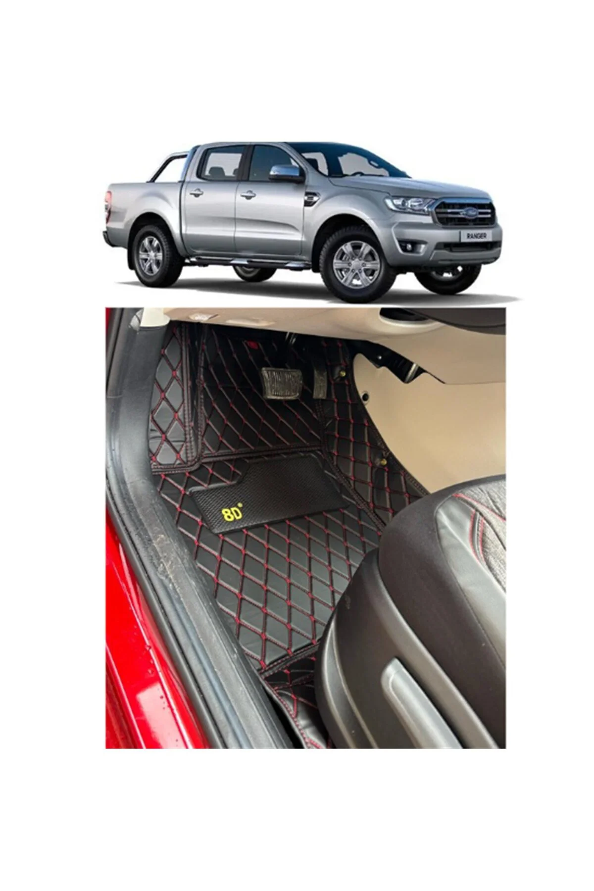 Ford Ranger 2023 Sonrası Double Cab Siyah 3D Havuzlu Paspas