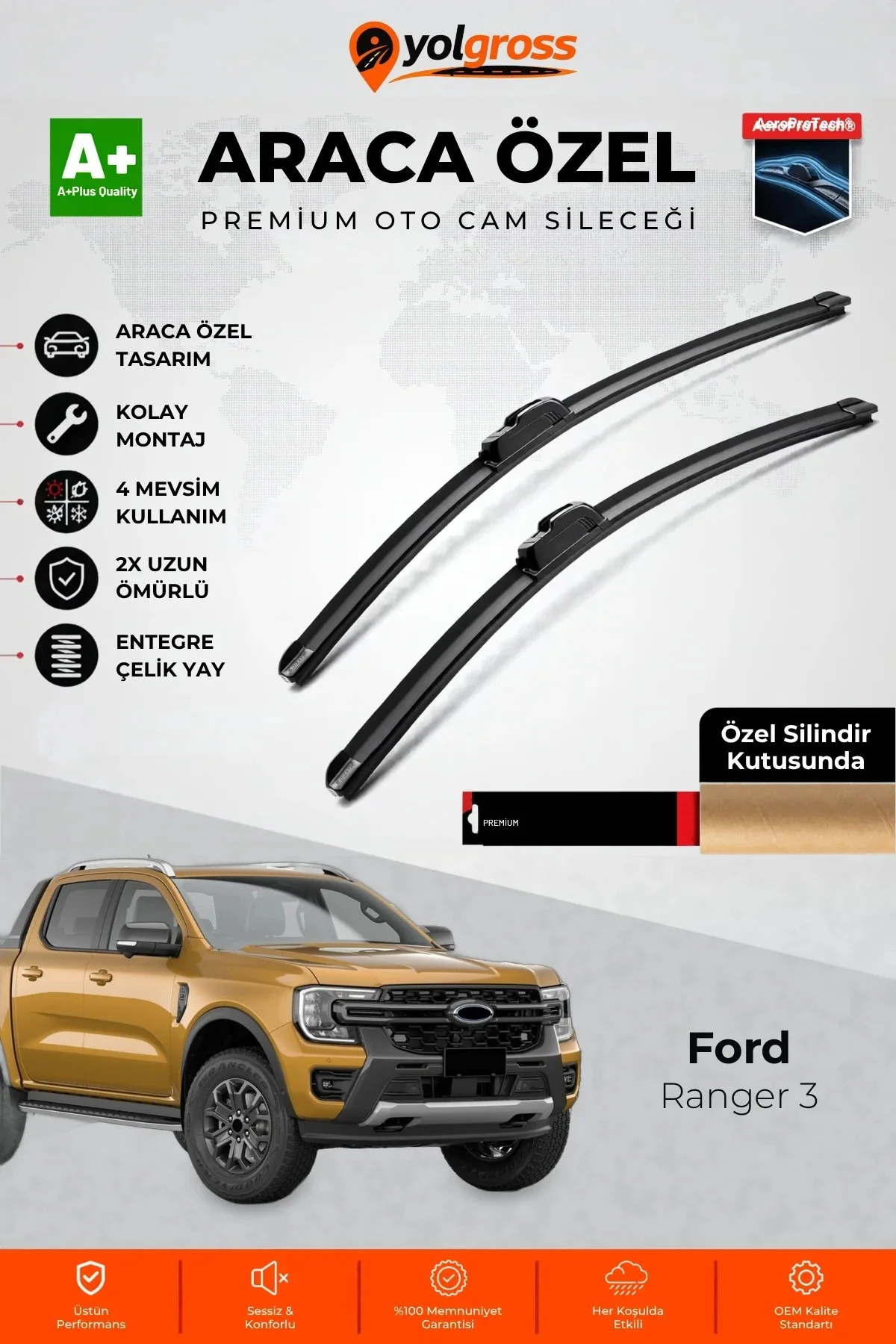 Ford Ranger 3 Ön Cam Silecek Seti 2023 Üzeri Premium Araca Özel 60-45 Cm A+ Kalite Ford Ranger 3 Ön Cam Silecek Seti 2023 Üzeri Premium Araca Özel 60-45 Cm A+ Kalite