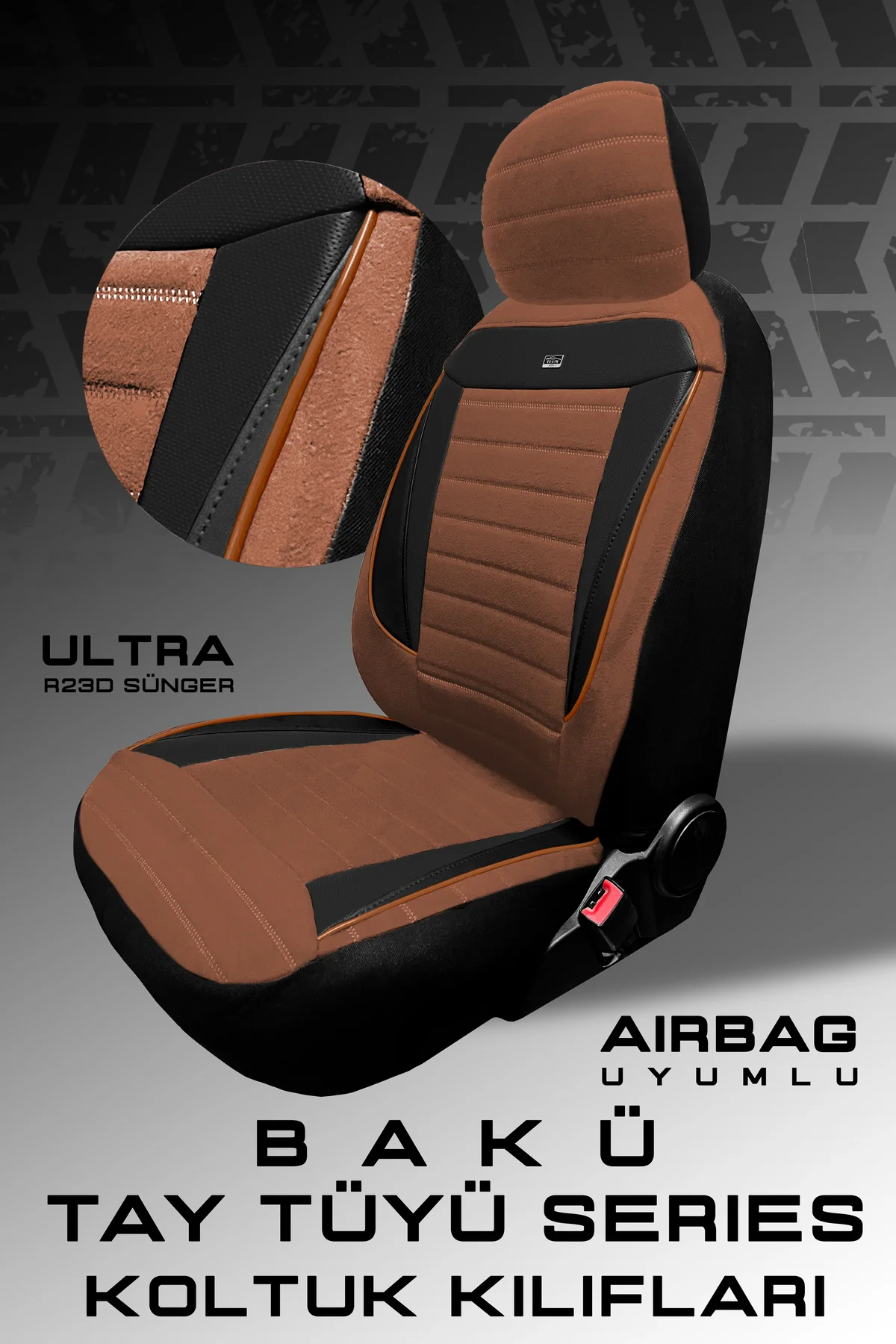 Ford Ranger Pickup Pickup 2012-2018 Uyumlu Tegin Natura Serisi Raşel Taba Siyah Koltuk Kılıfı