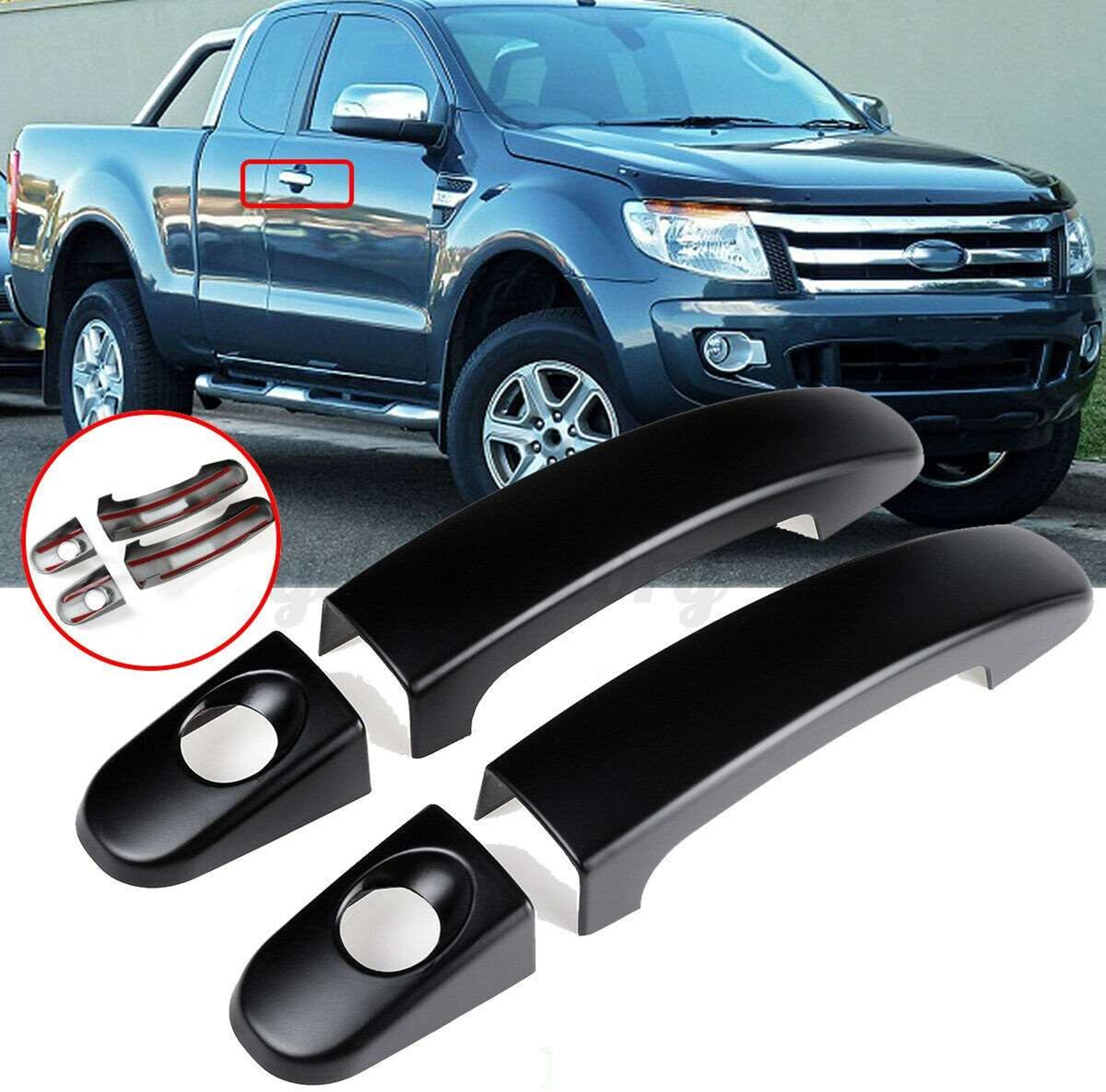 Drs Tuning Ford Ranger Uyumlu 2012 Sonrası Kapı Kolu Abs Siyah Parça