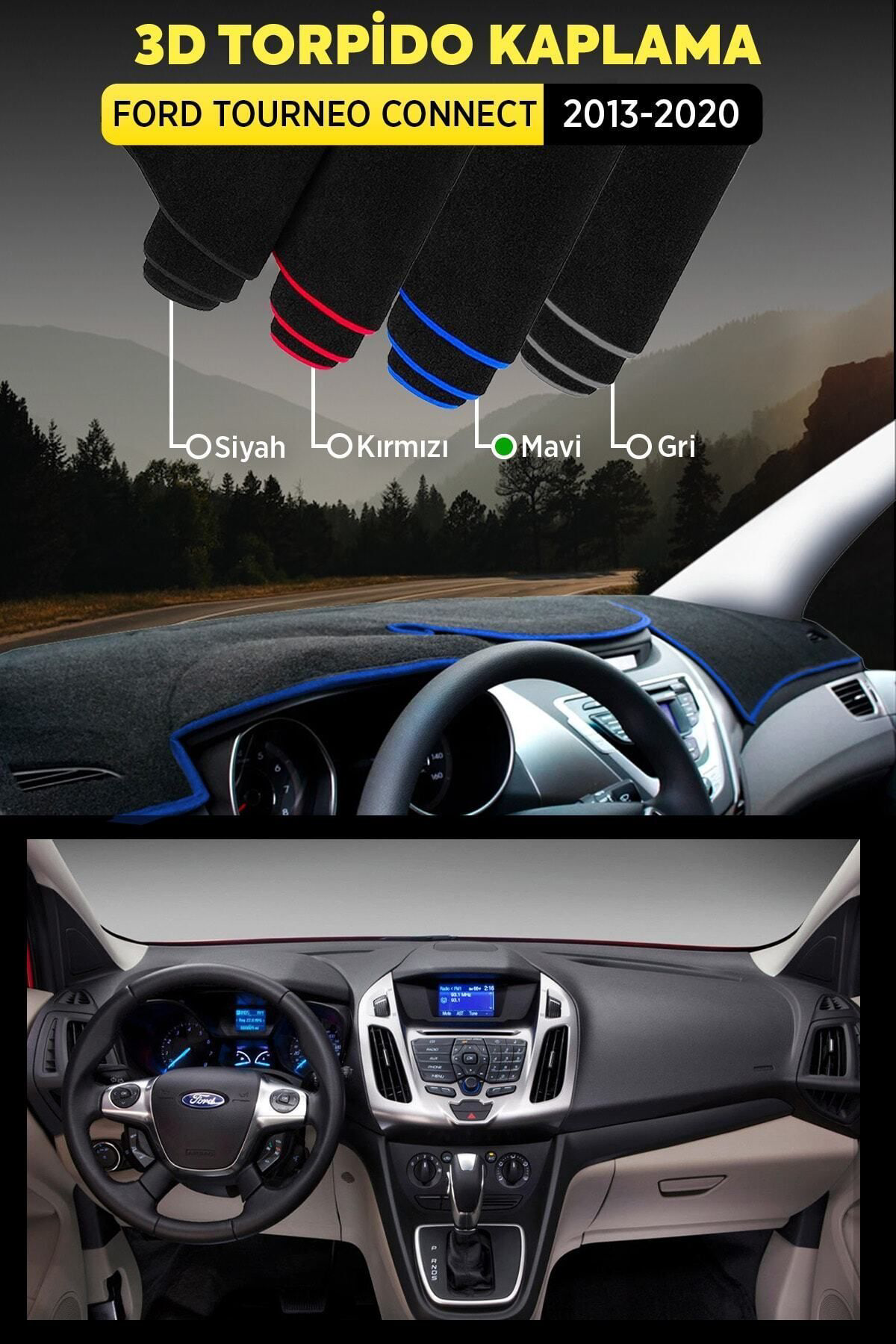 Ford Tourneo Connect (2013-2020) 3d Torpido Koruma Kılıfı - Ön Gö