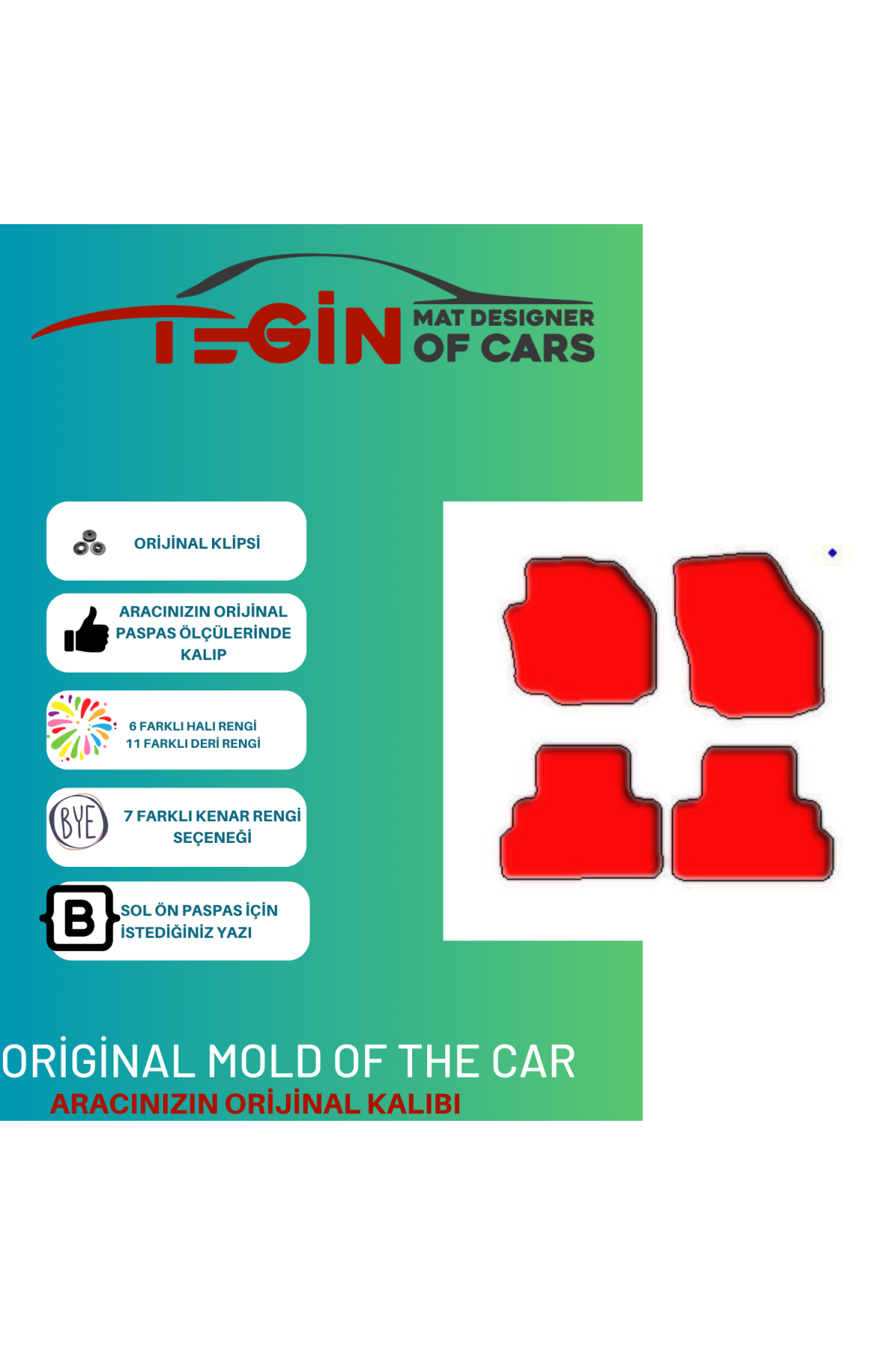 Ford Tourneo Connect 2002-2013 Prime Siyah Deri Beyaz Kenar Paspa