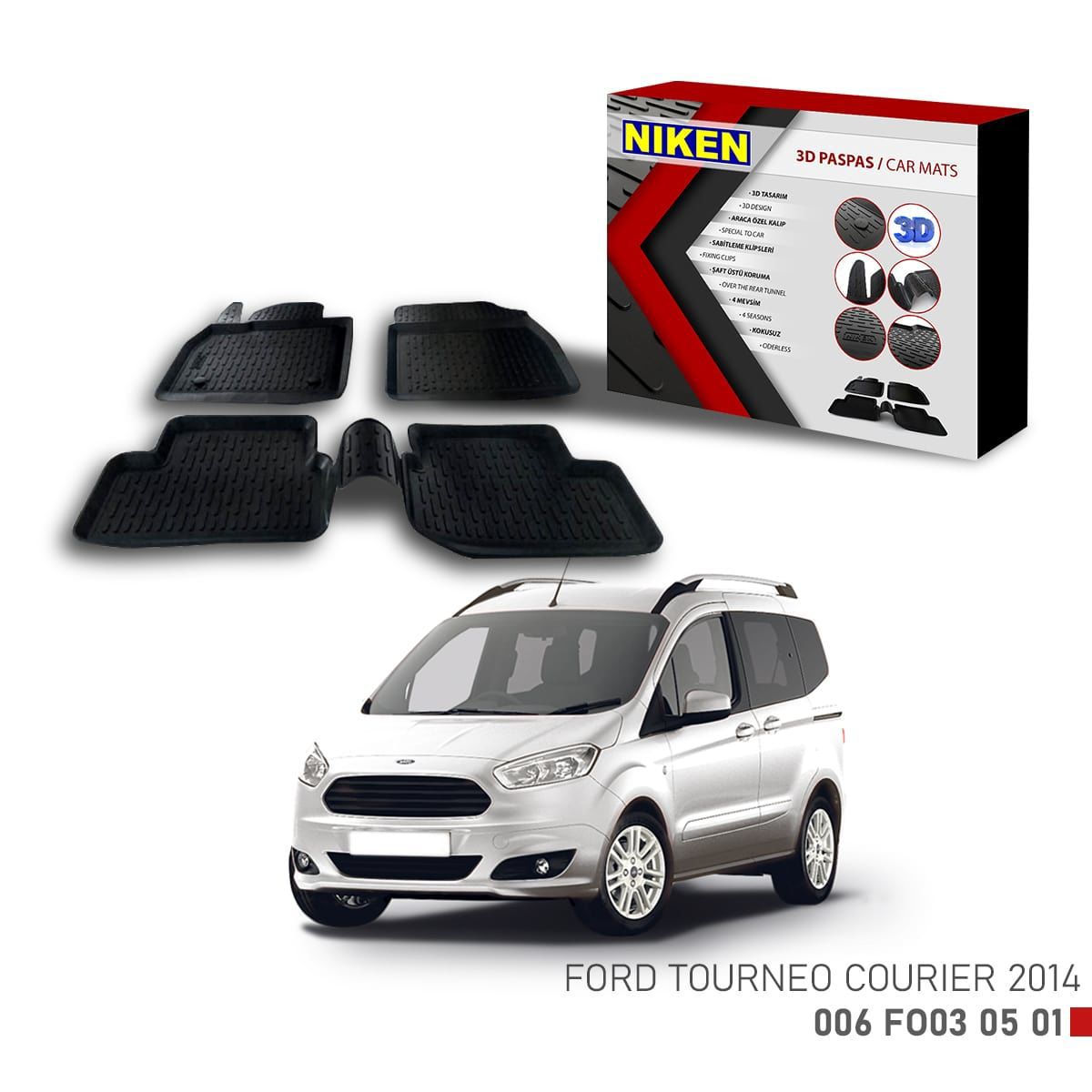 Drs Tuning Ford Tourneo Courier İçin Uyumlu 2014 3D Paspas